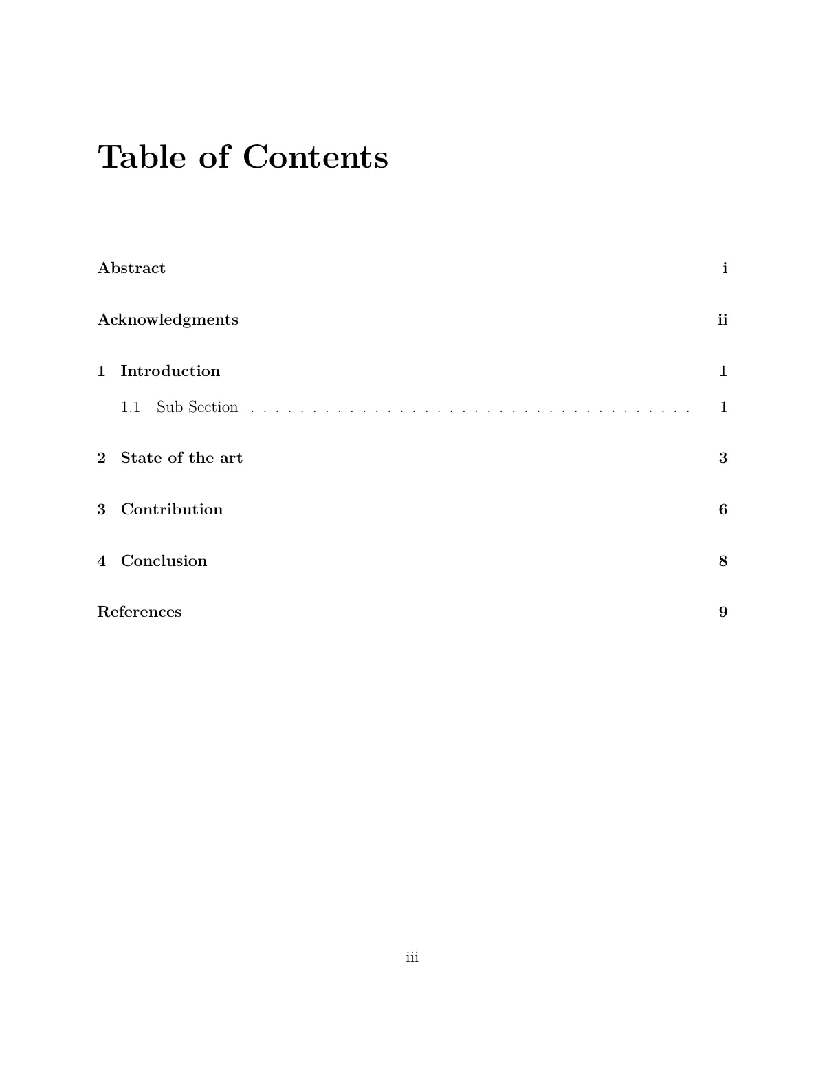 Modèle LaTeX Rapport de projet de master de l'Oregon State University, page 4 sur 15