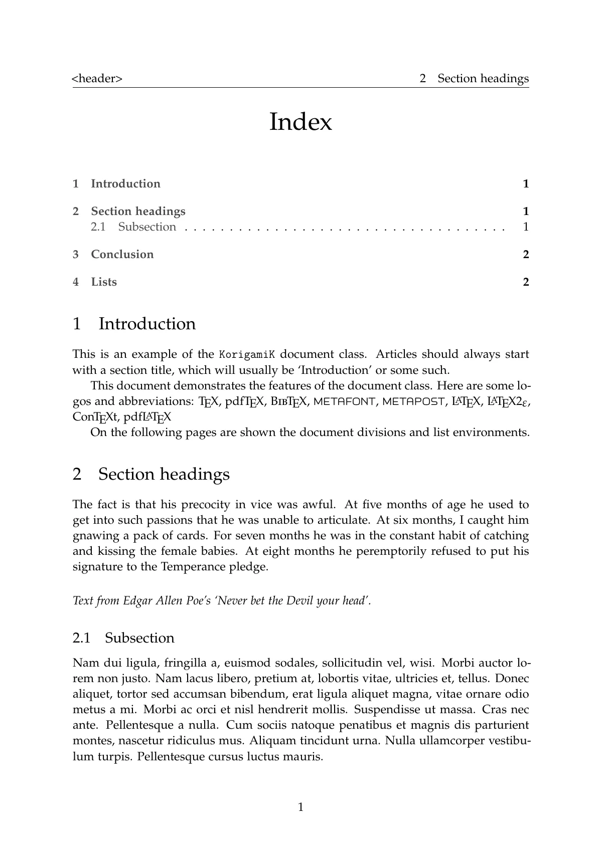 KorigamiK lab report and project front page LaTeX template, page 2 of 3