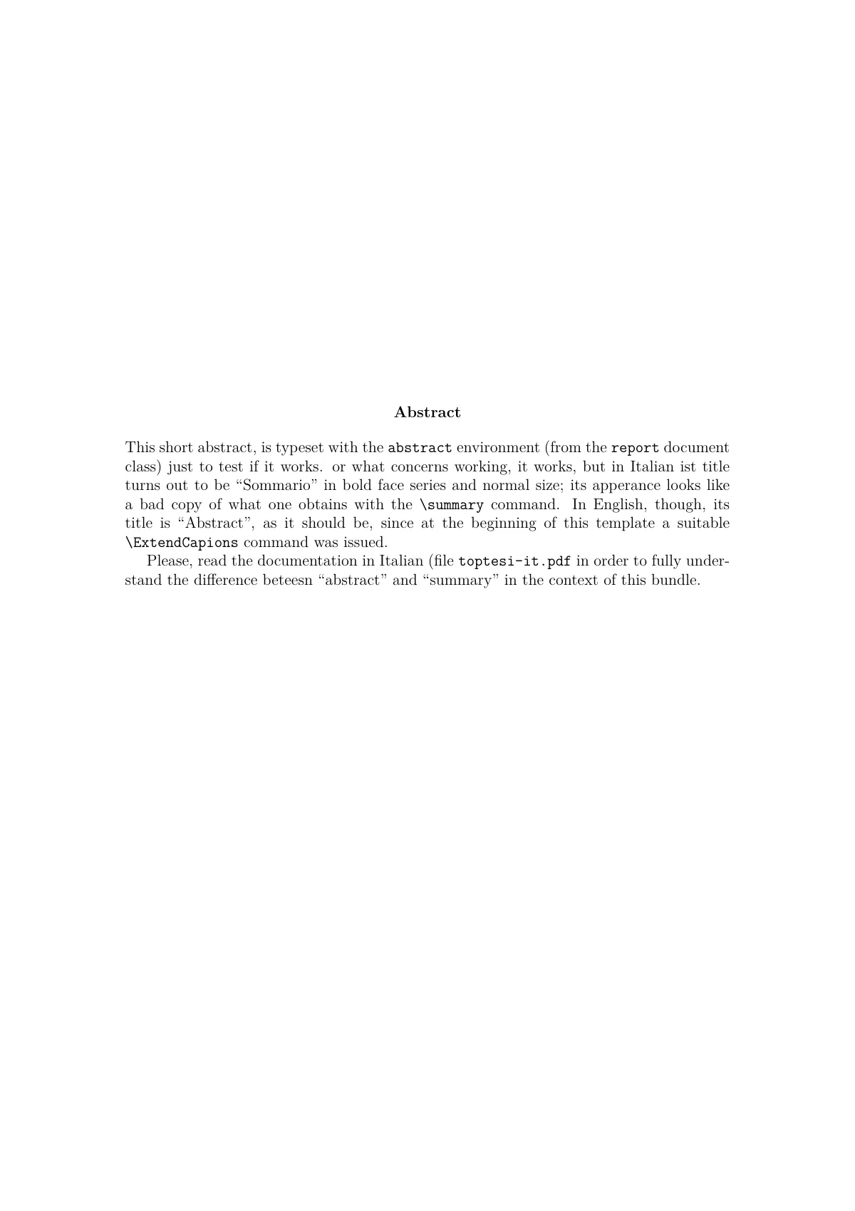 Italian master's thesis (laurea magistrale), toptesi LaTeX template, page 2 of 22