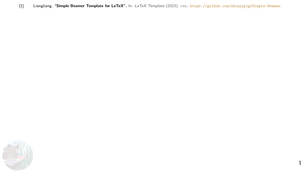 Simple Beamer presentation with logo and references LaTeX template, page 4 of 4