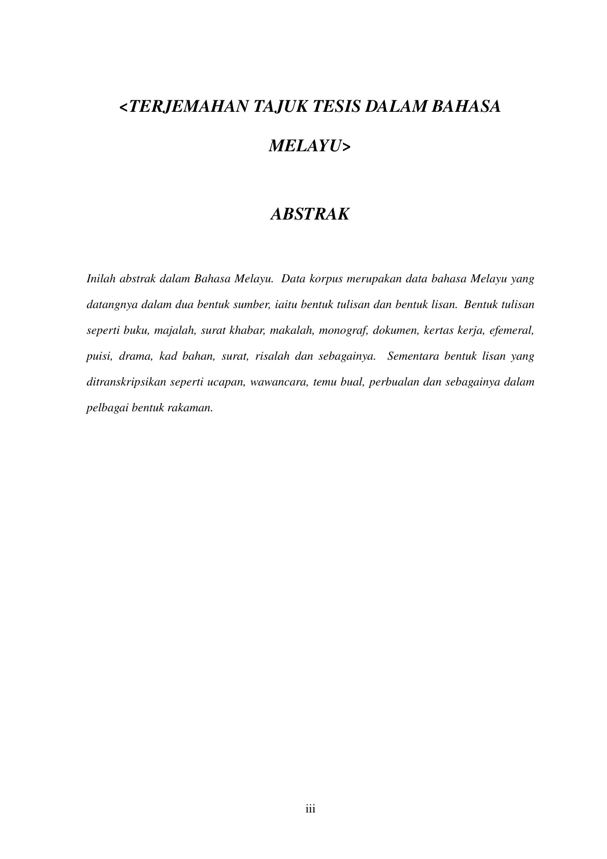 Postgraduate thesis, Universiti Malaysia Sarawak LaTeX template, page 5 of 29