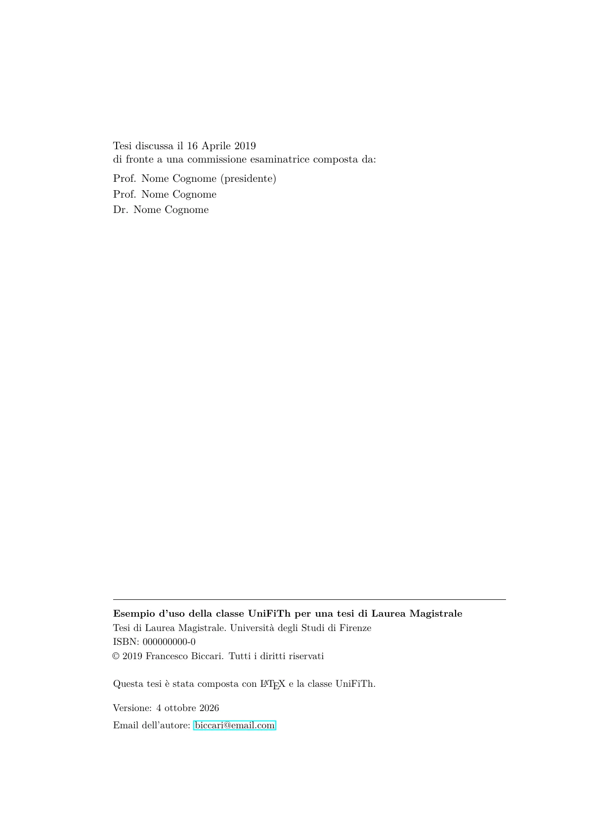 LaTeX-Vorlage University of Florence Masterarbeit, Italienisch, Seite 2 von 28