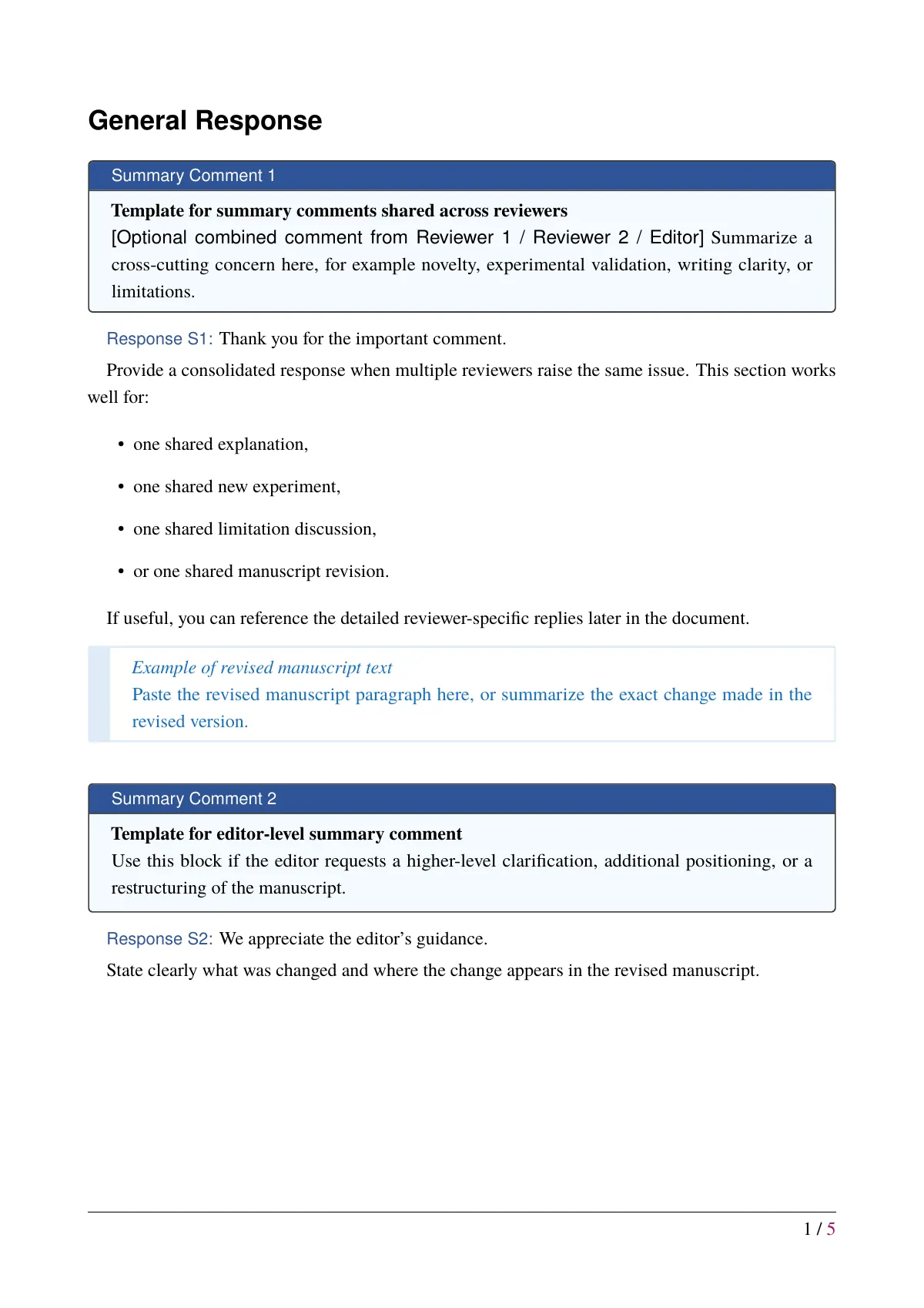 Response to reviewers letter for a journal revision LaTeX template, page 3 of 7