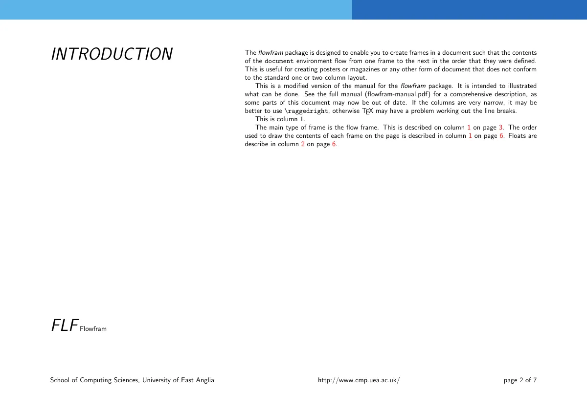 Brochure with flowing frames LaTeX template, page 2 of 7