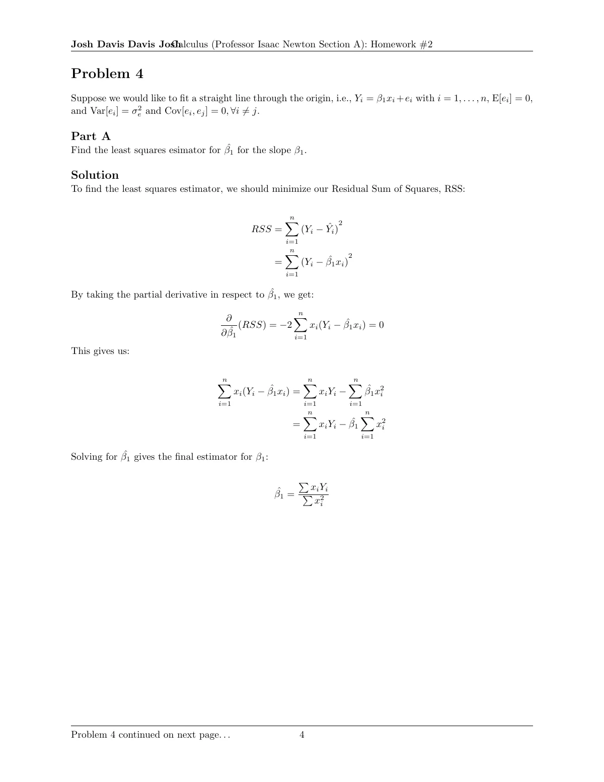 Homework assignment with problems and solutions LaTeX template, page 4 of 7