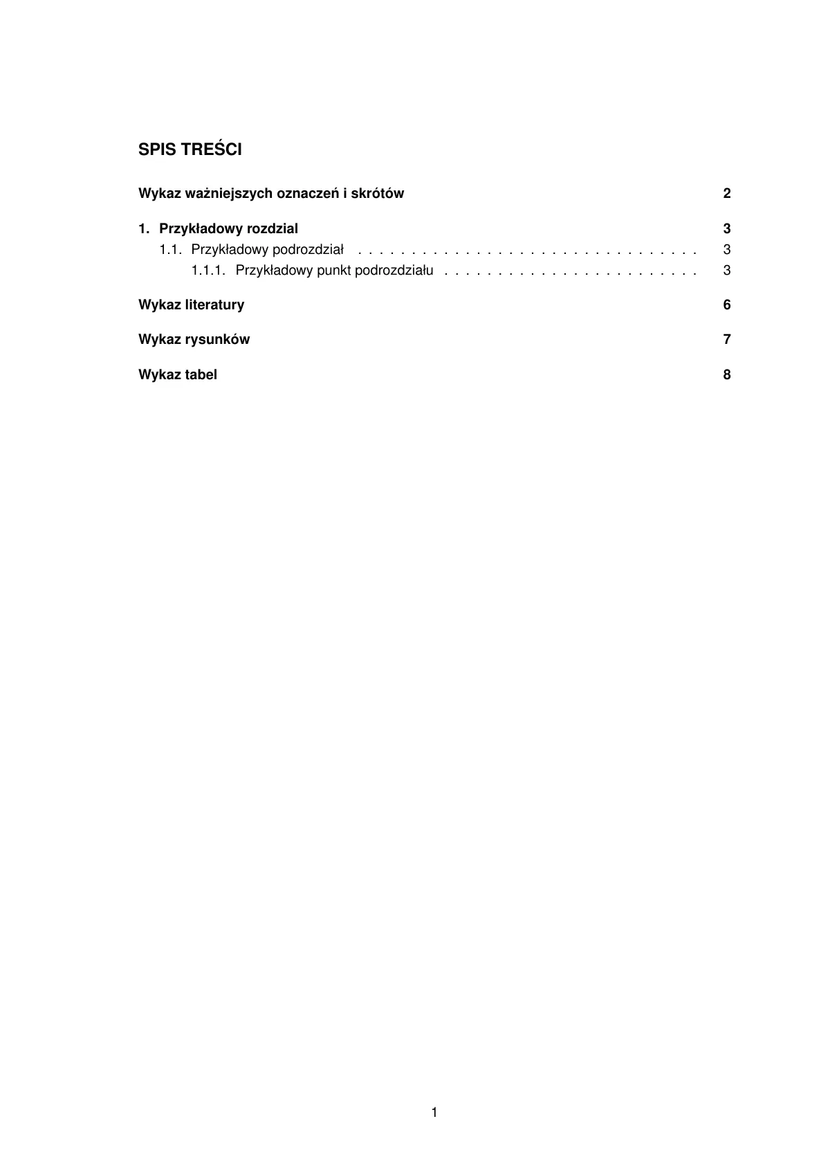 Gdańsk University of Technology thesis, Polish LaTeX template, page 5 of 12
