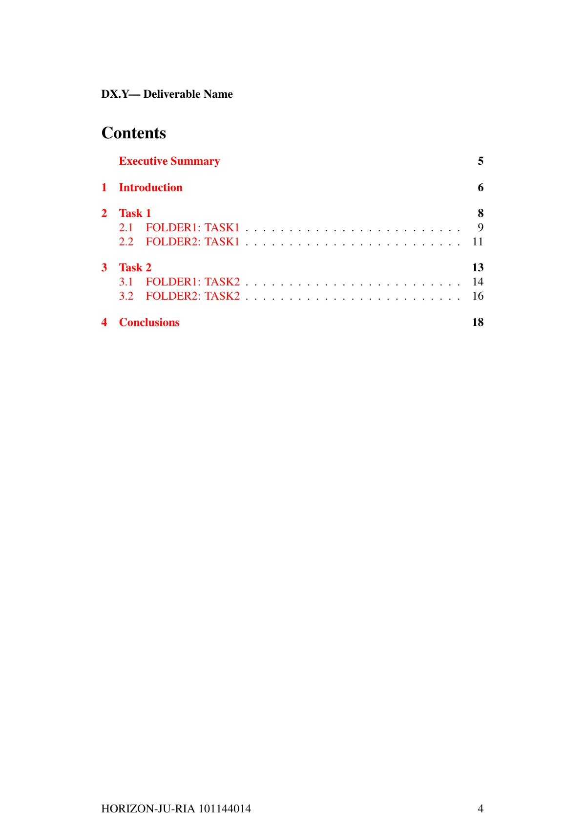 Modèle LaTeX Rapport de livrable EoCoE, page 4 sur 19