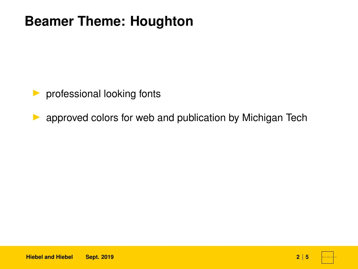 LaTeX-Vorlage Michigan Tech Beamer-Präsentations-Themes, Seite 3 von 9