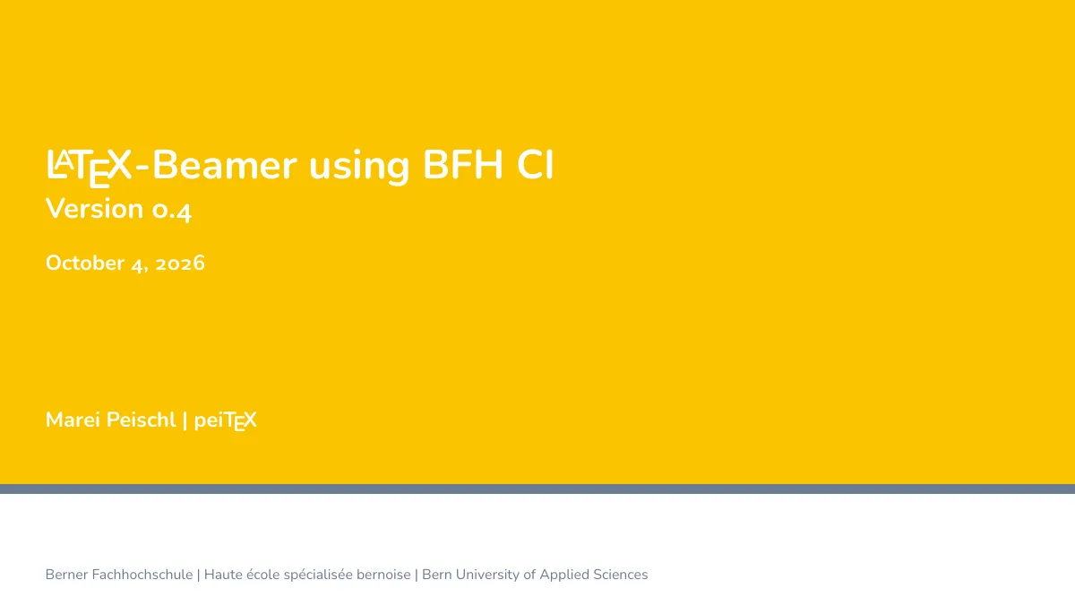 Bern University of Applied Sciences Beamer presentation LaTeX template, page 2 of 11