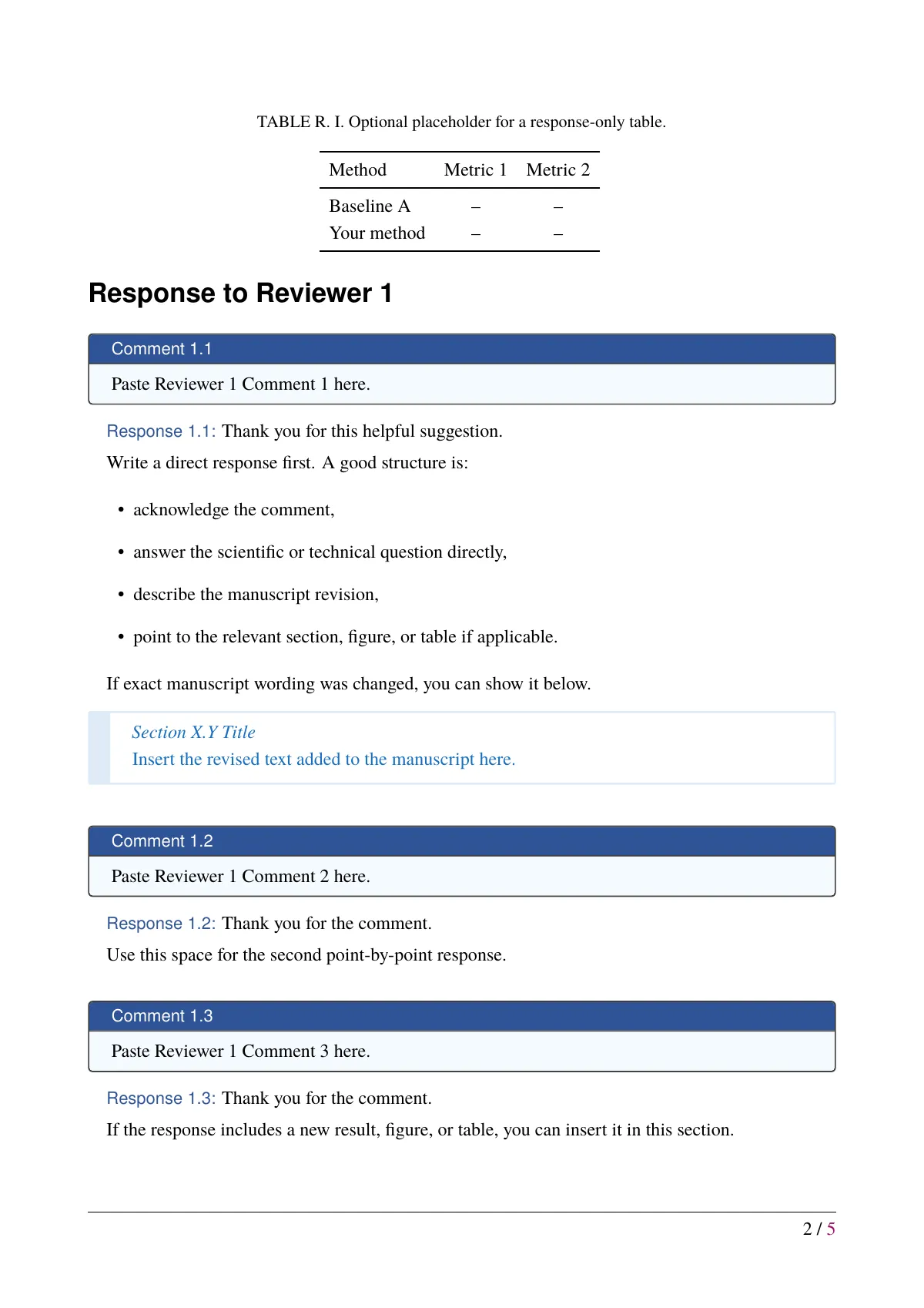 Response to reviewers letter for a journal revision LaTeX template, page 4 of 7
