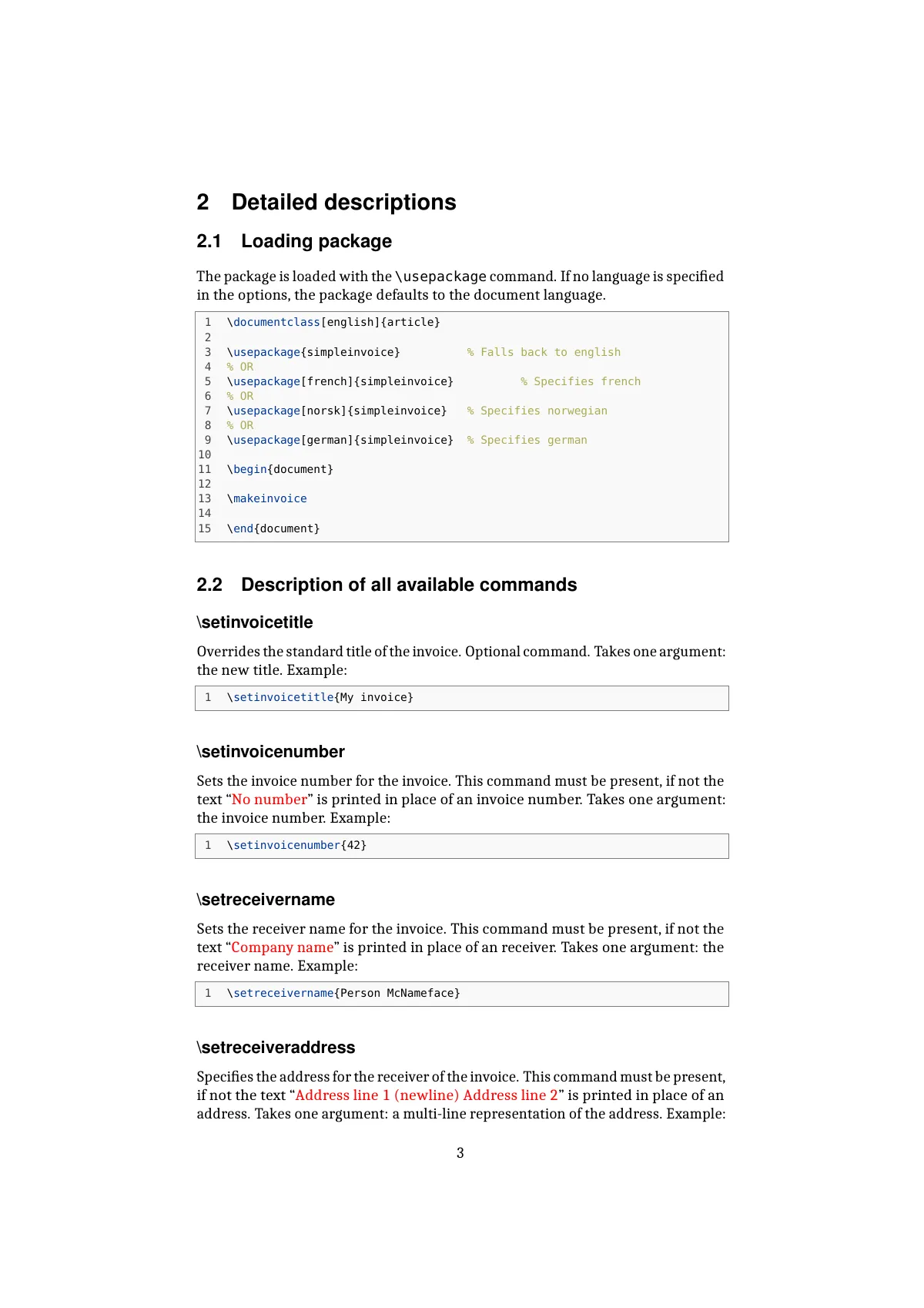 LaTeX-Vorlage Dokumentation des Rechnungspakets mit Beispielen, Seite 3 von 11