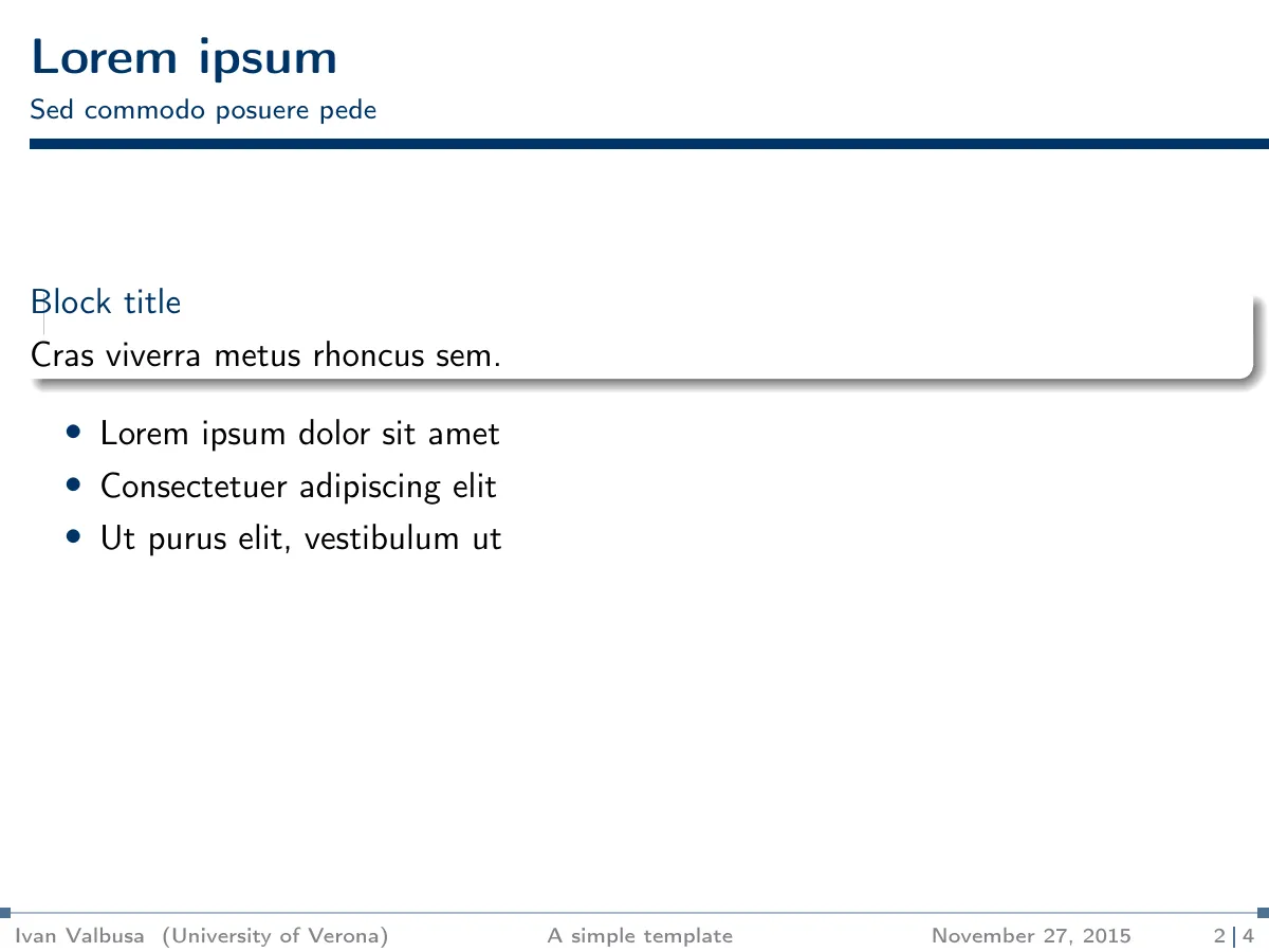 LaTeX-Vorlage Verona Beamer-Theme, Standard, Seite 5 von 13
