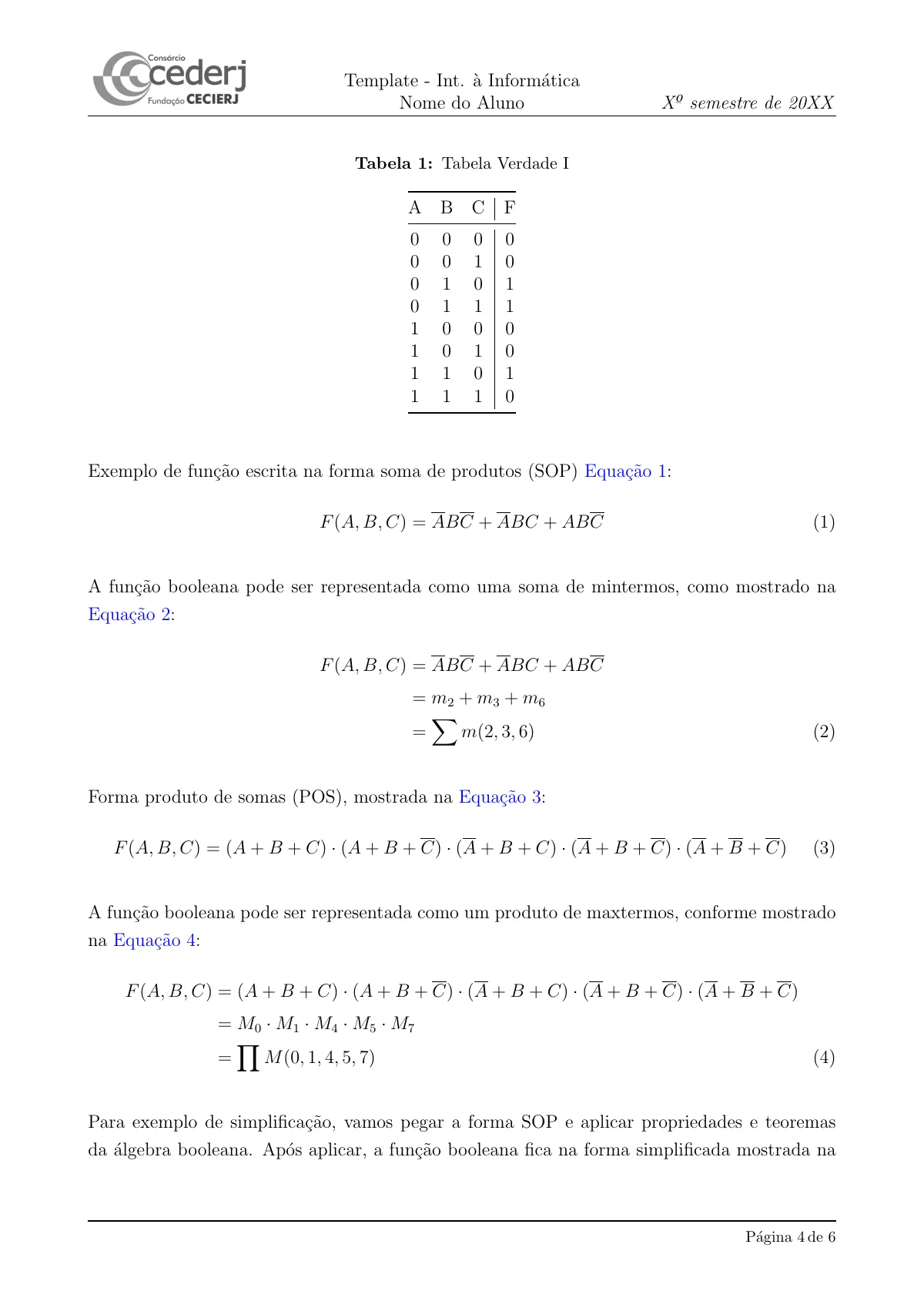 Plantilla de LaTeX Tarea de Introdução à Informática, CEDERJ, página 4 de 6