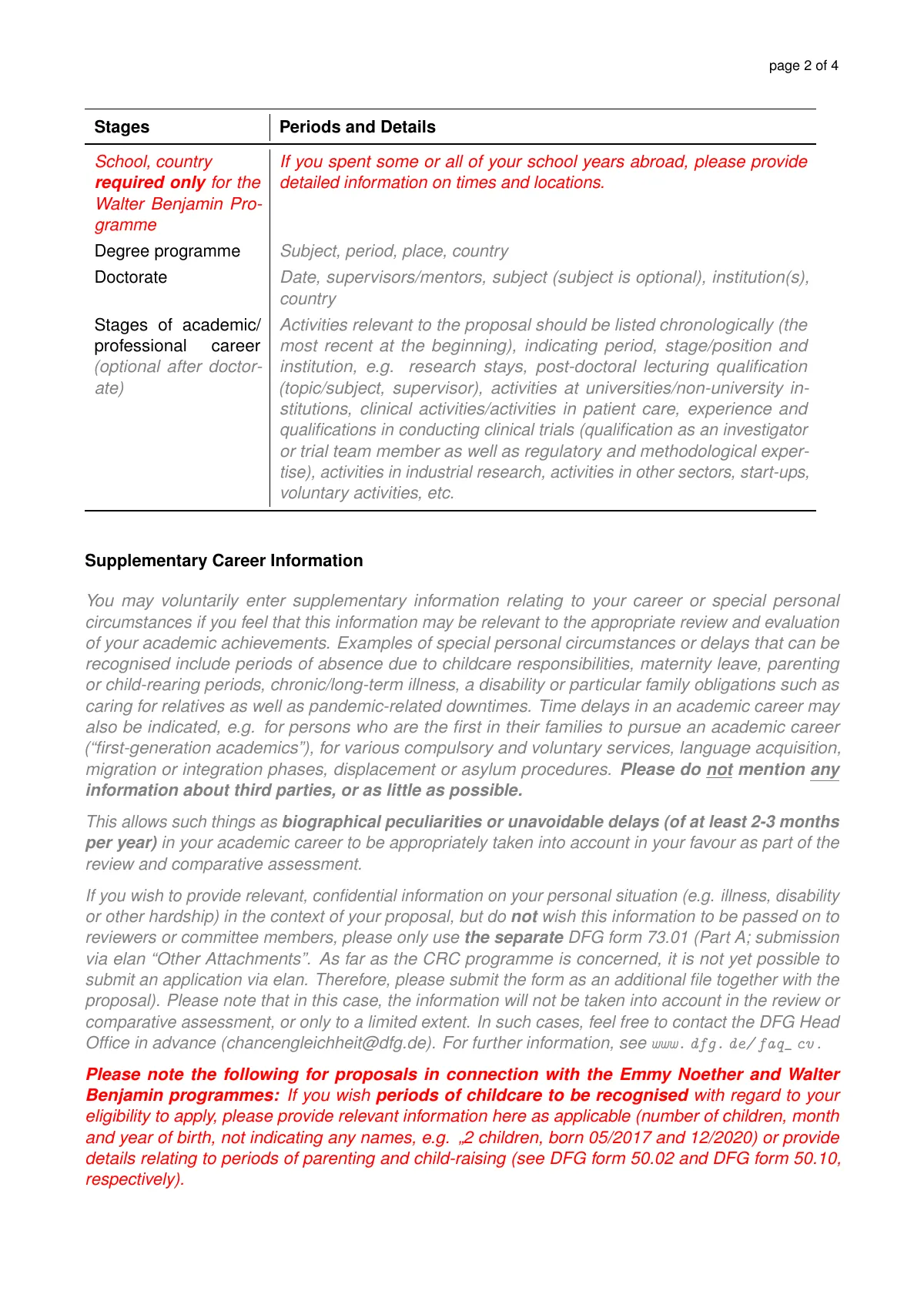 LaTeX-Vorlage DFG-Antrag Lebenslauf und Publikationsliste, Seite 2 von 4