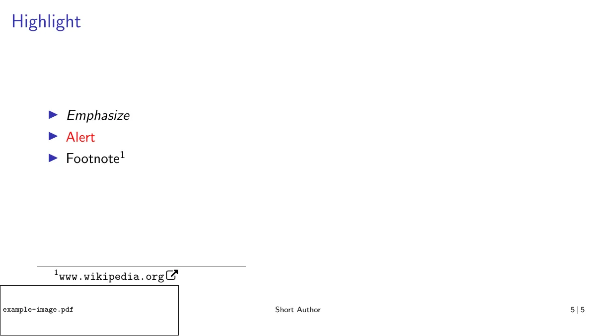 LaTeX-mallen Simple Beamer presentation theme, sida 5 av 5