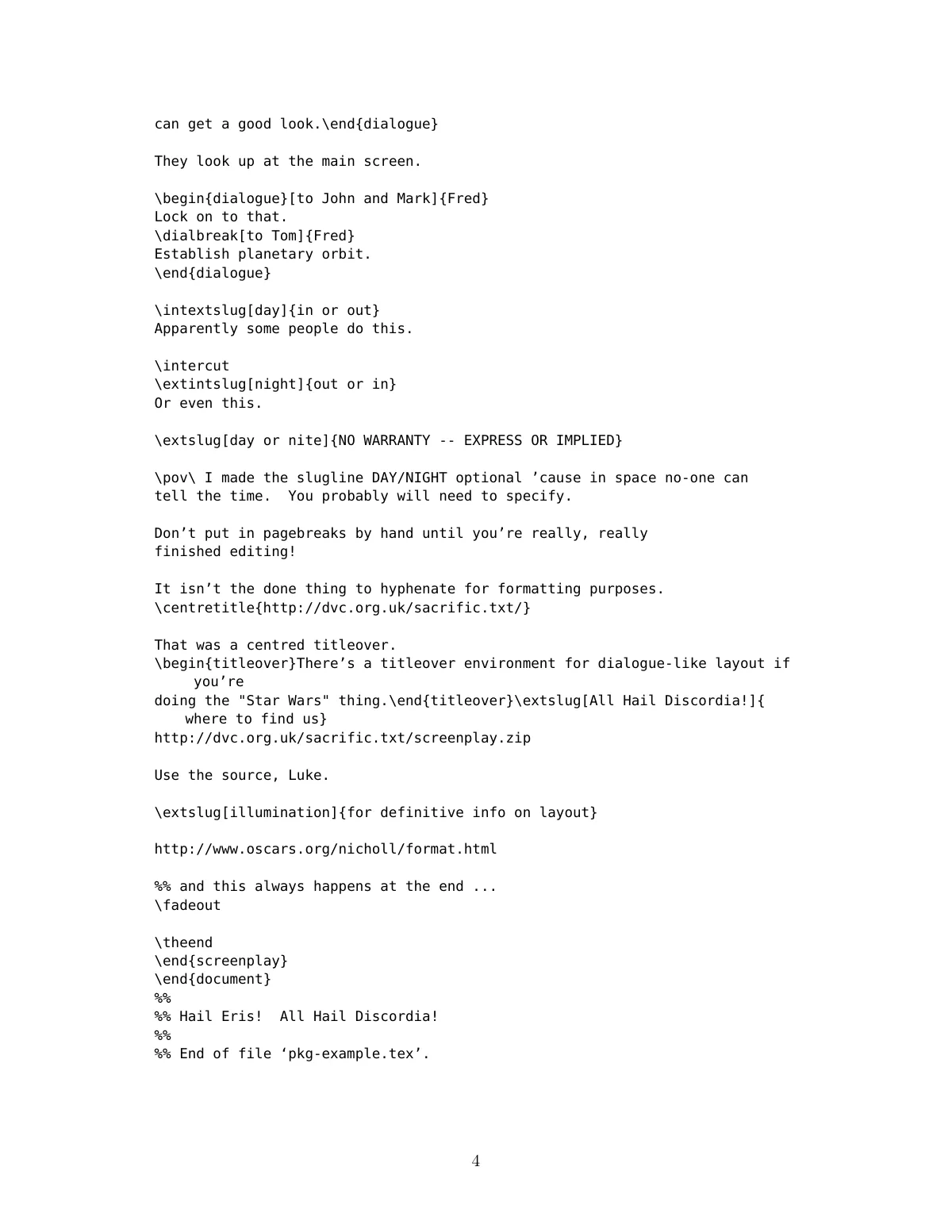 screenplay-pkg package manual LaTeX template, page 4 of 4