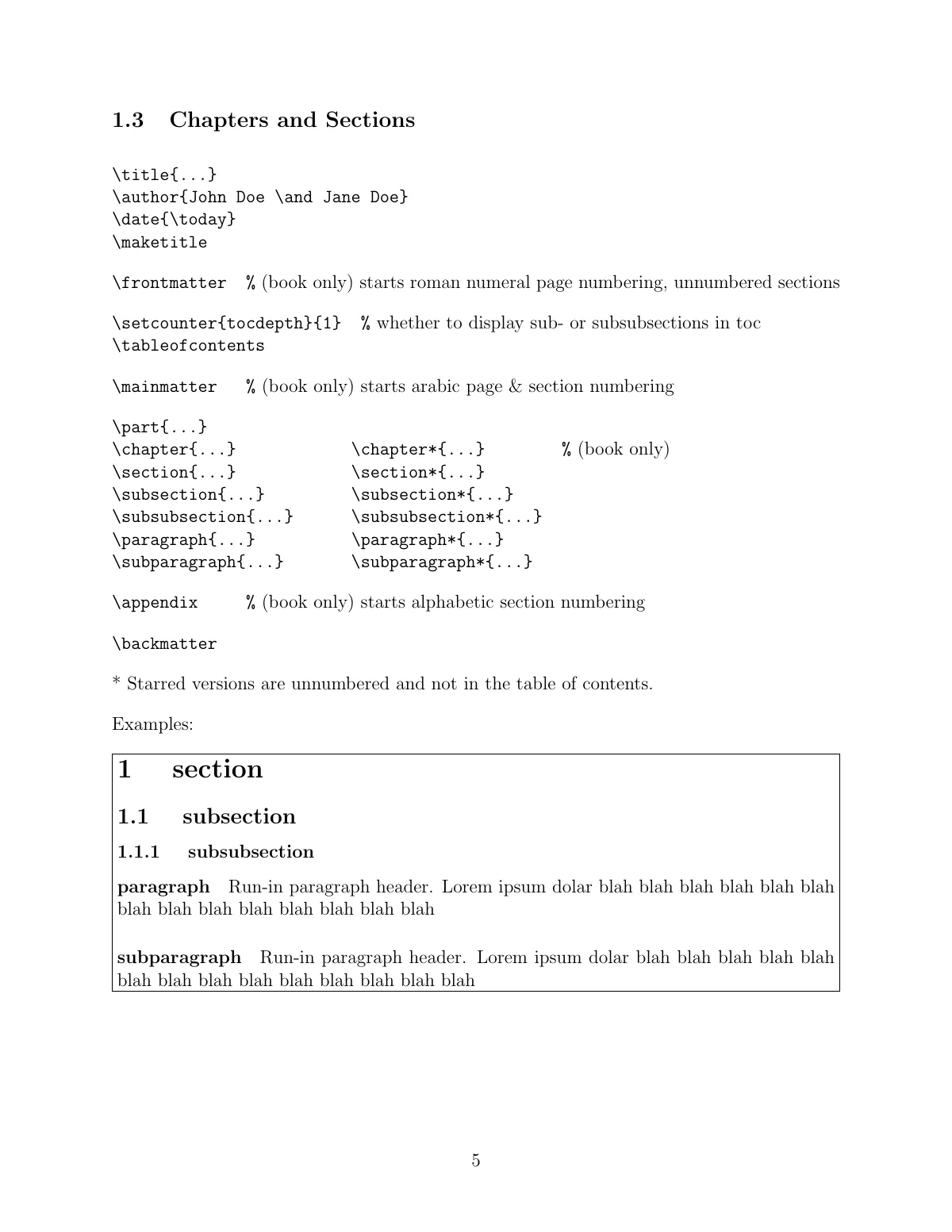 LaTeX quick reference guide LaTeX template, page 5 of 32