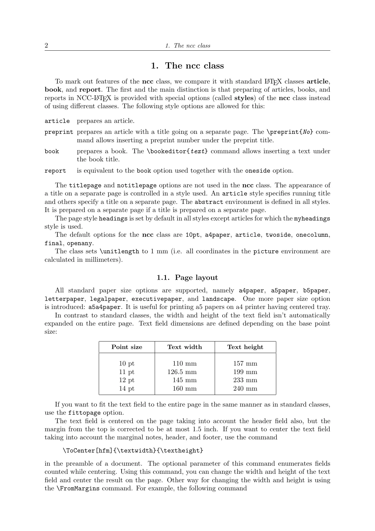 NCC-LaTeX class and packages manual LaTeX template, page 2 of 17
