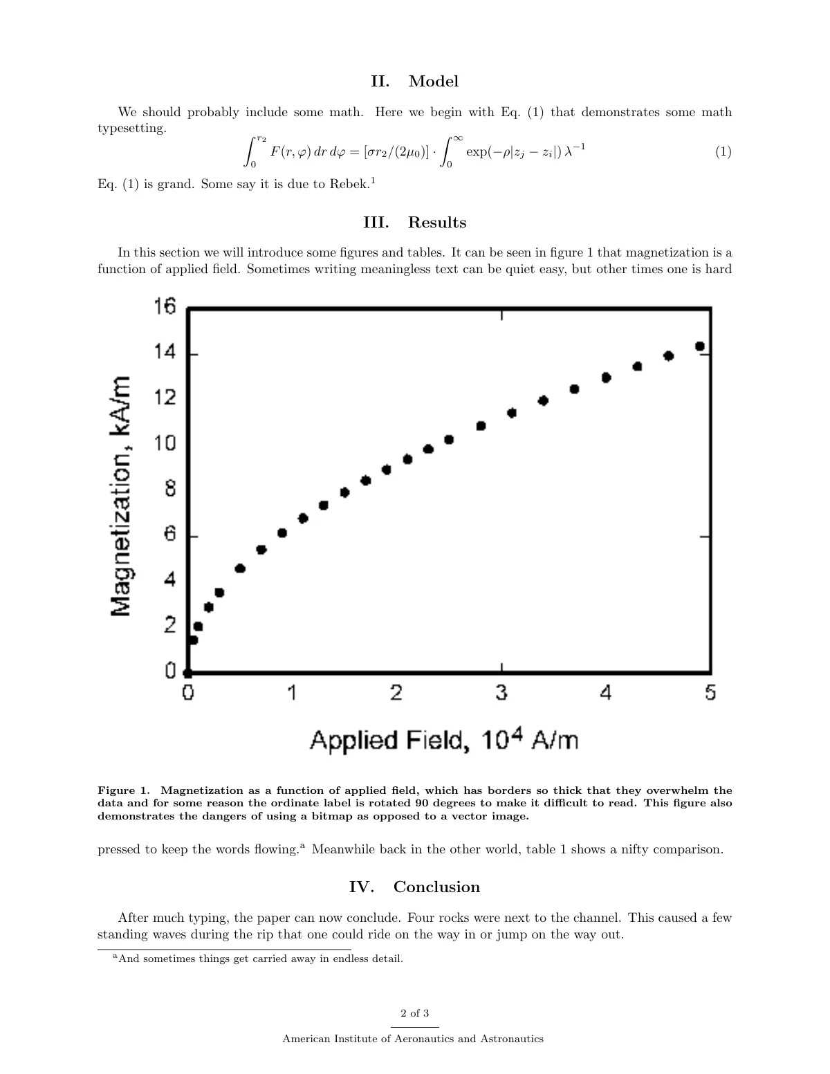 AIAA technical conference paper, basic template LaTeX template, page 2 of 3