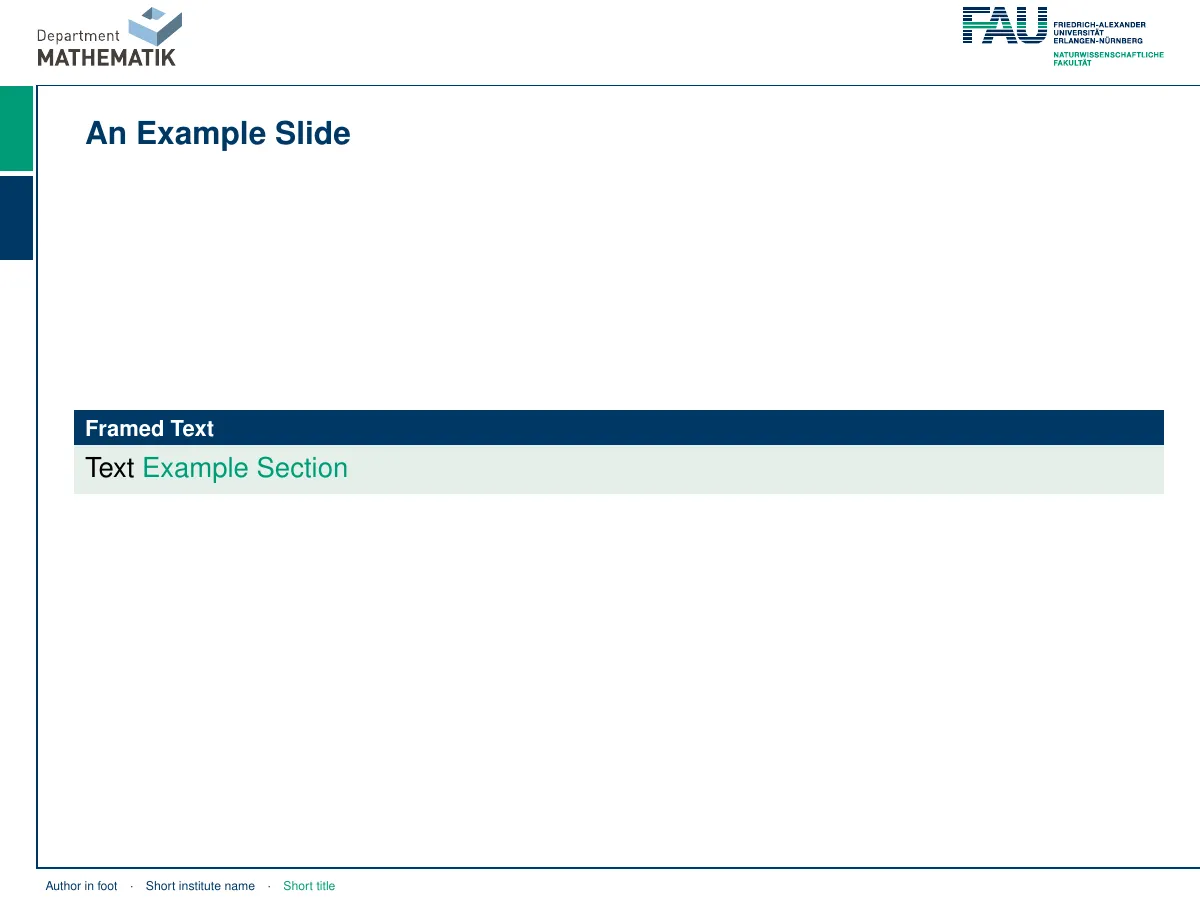 FAU Erlangen-Nuremberg Beamer theme, 16:9 and 4:3 LaTeX template, page 4 of 10