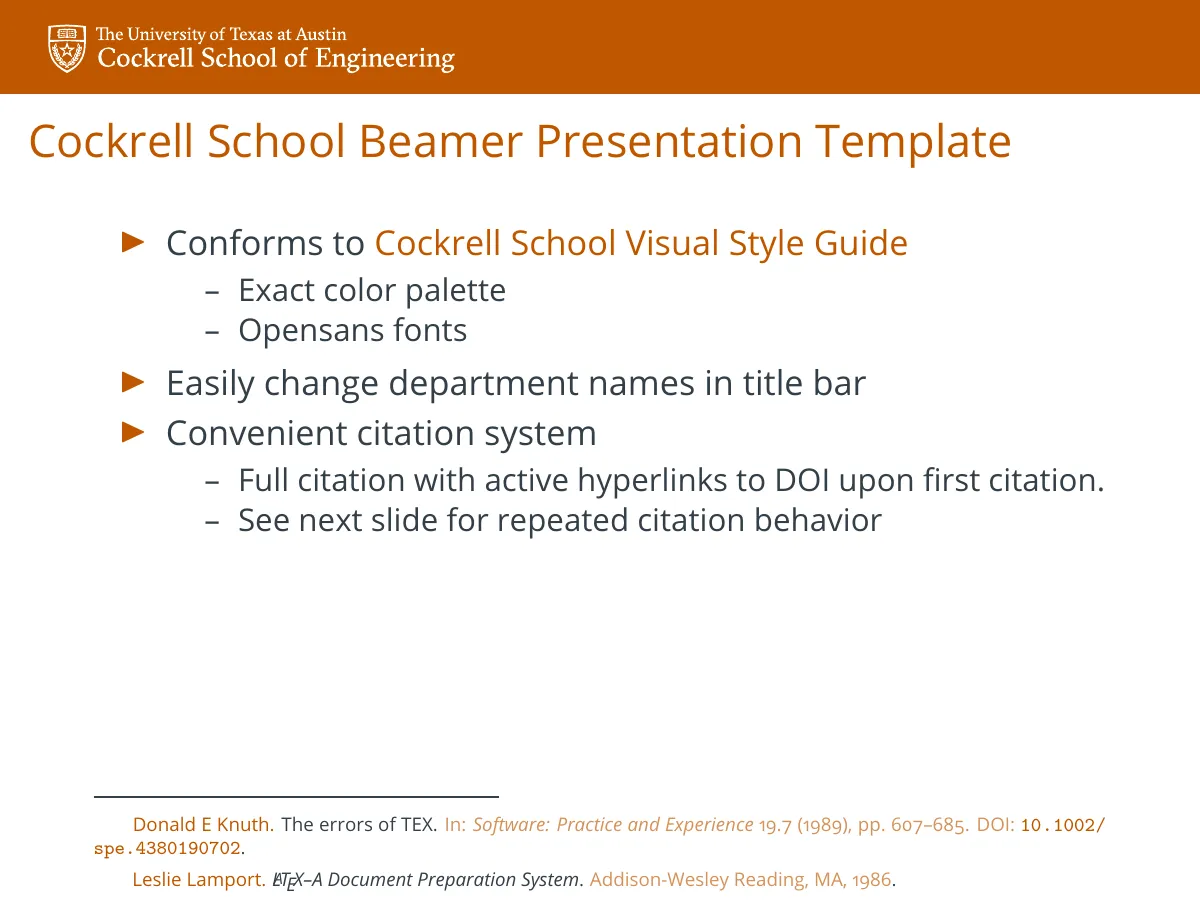 UT Austin Cockrell School of Engineering Beamer LaTeX template, page 3 of 5