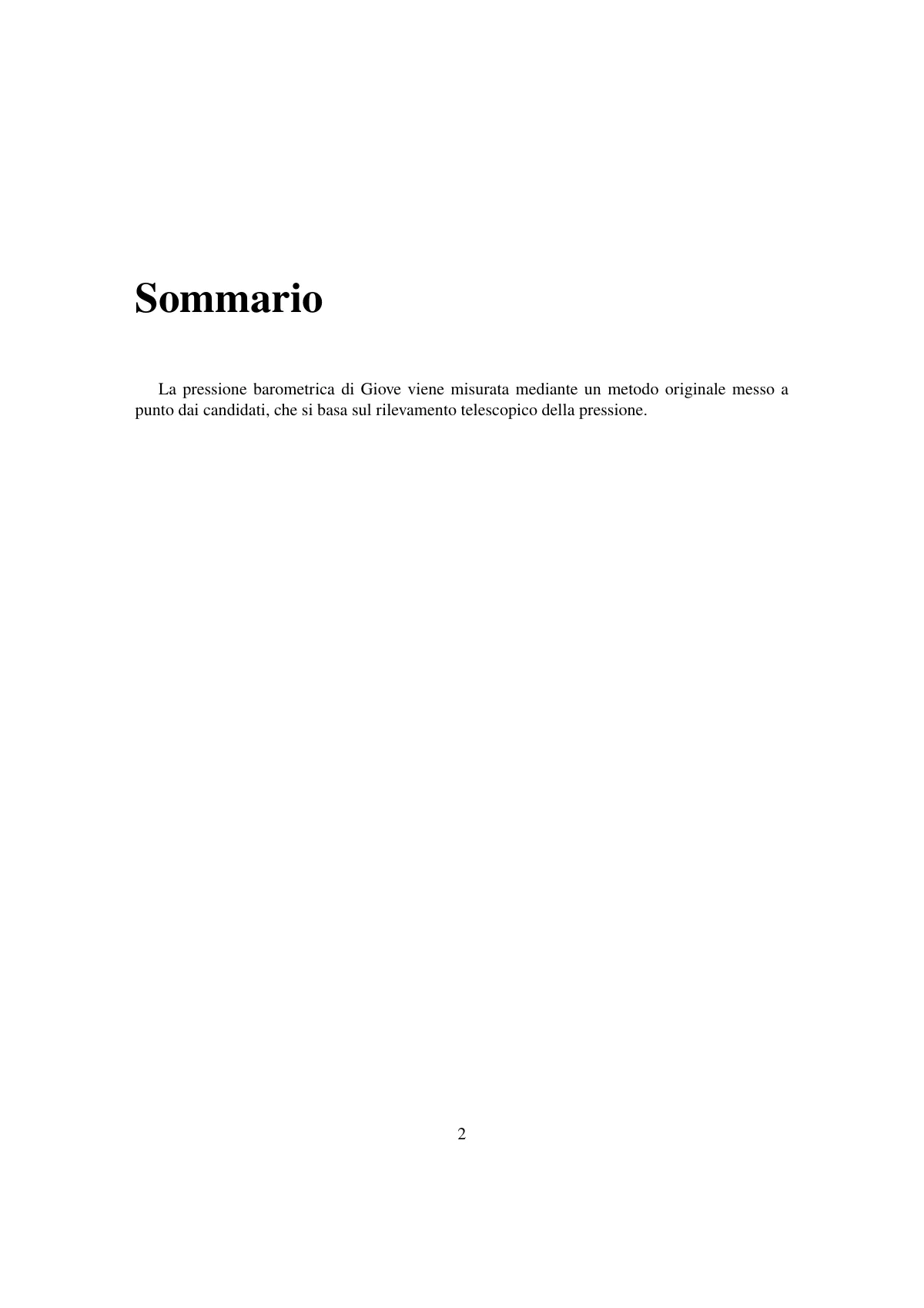 Modèle LaTeX Projet de fin d'études secondaires italien, toptesi, page 2 sur 18