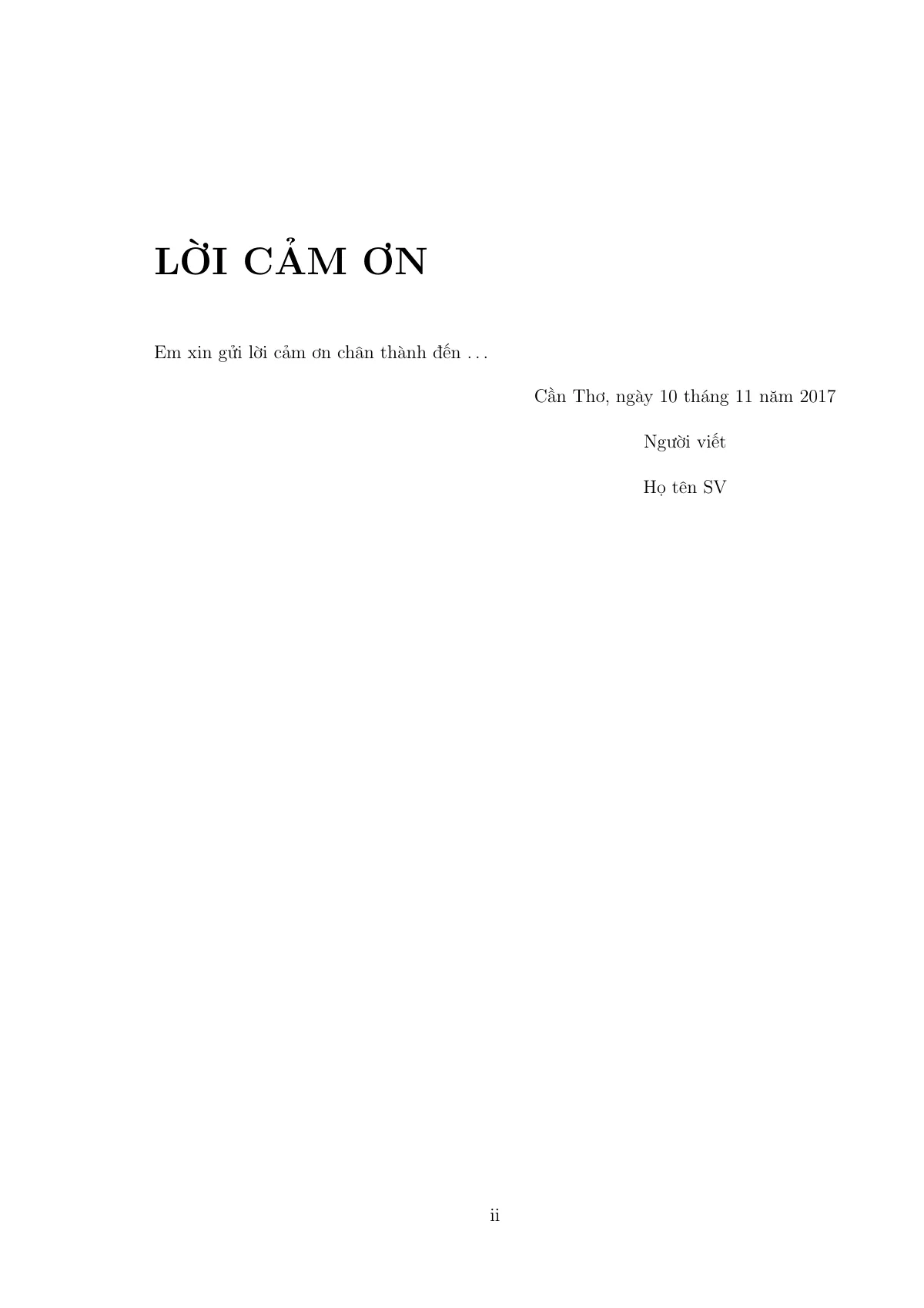 Can Tho University graduation thesis, Vietnamese LaTeX template, page 4 of 12