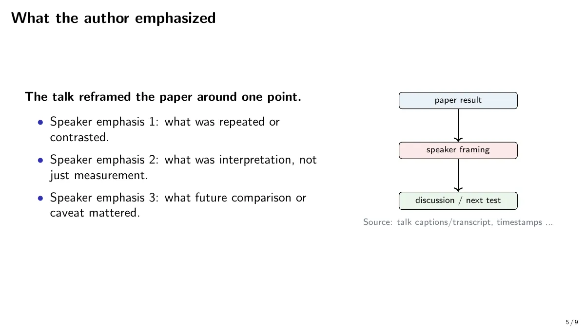 Beamer journal-club talk, 16:9 LaTeX template, page 5 of 9