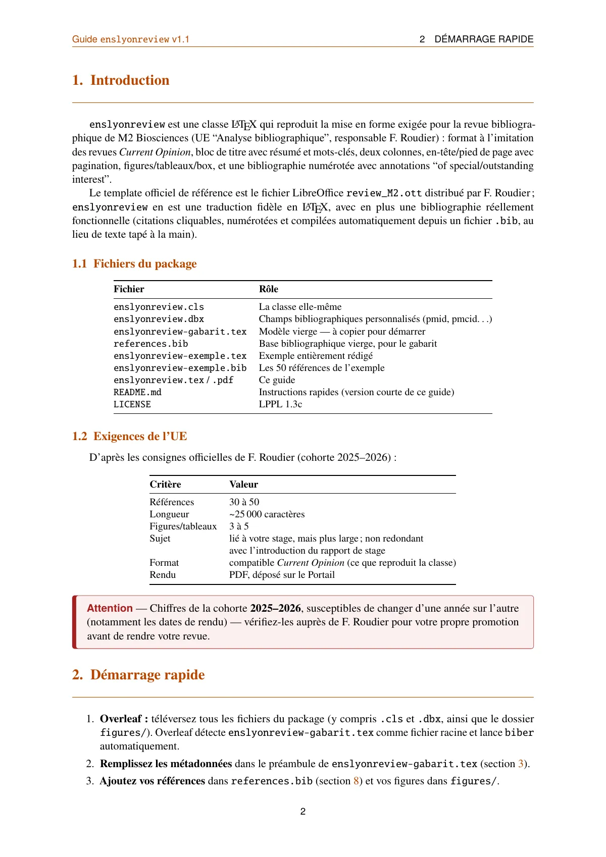 LaTeX-Vorlage ENS de Lyon M2 Biosciences Literaturübersicht (Französisch), Seite 3 von 16