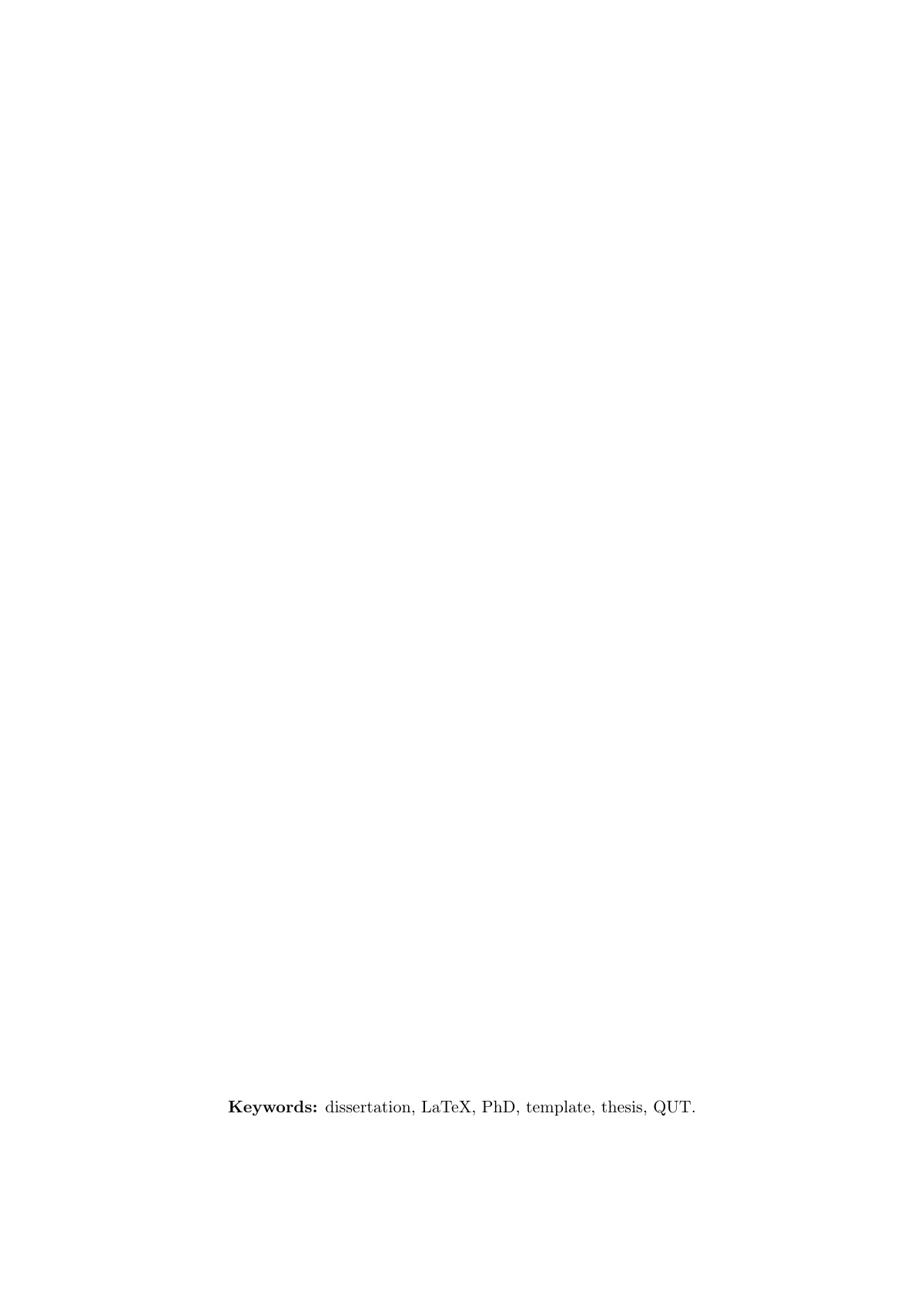 Queensland University of Technology PhD thesis LaTeX template, page 2 of 15