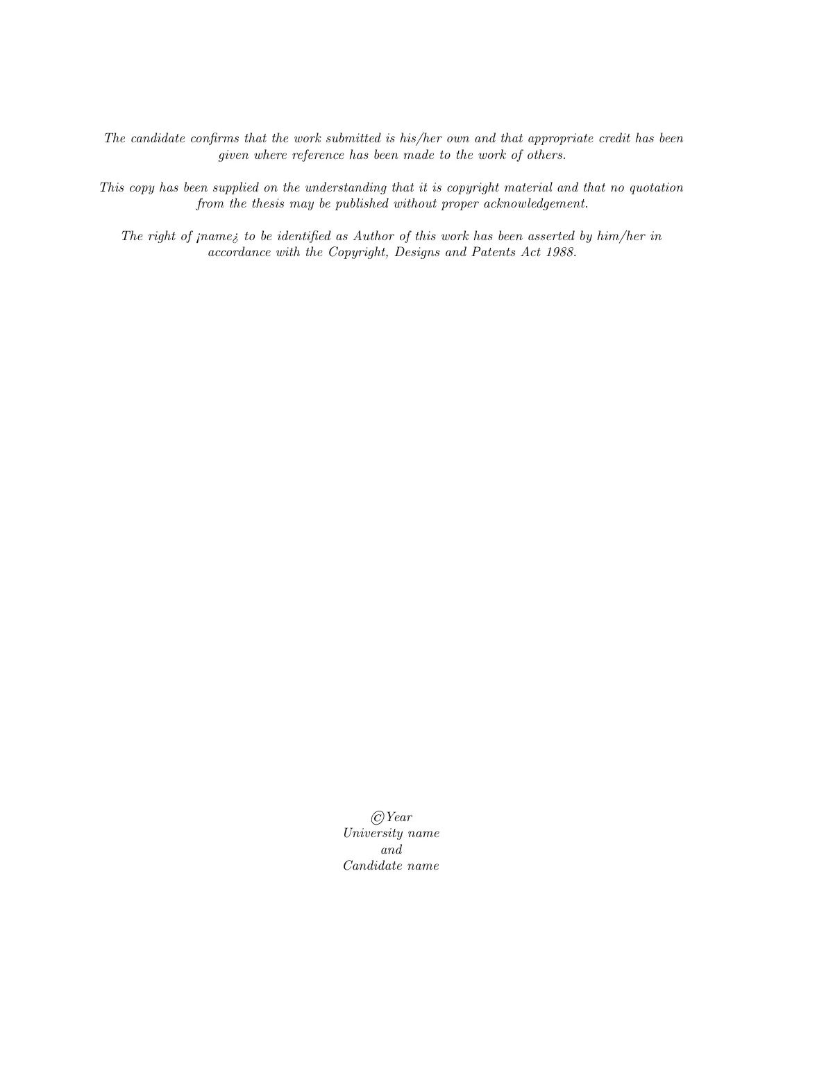 PhD thesis, University Name template LaTeX template, page 3 of 18
