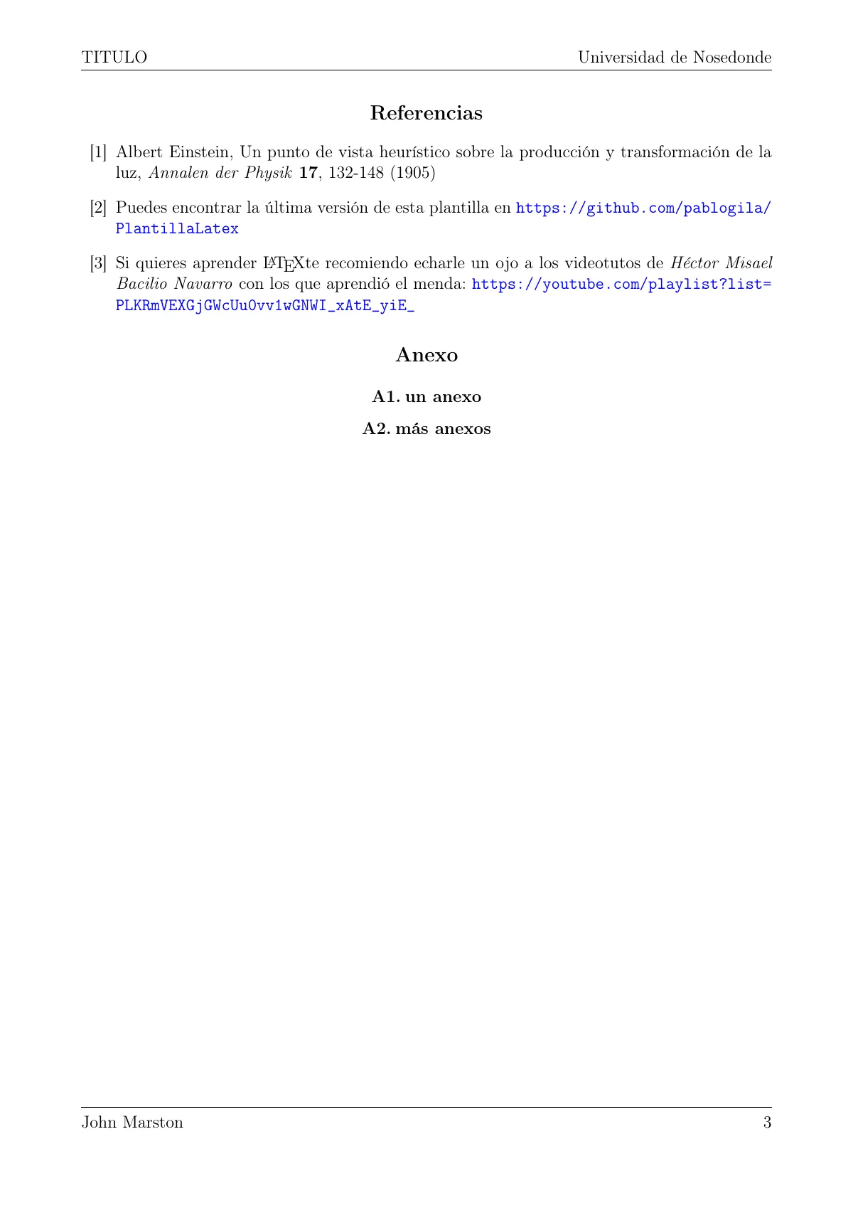 Spanish lab report with LaTeX command guide LaTeX template, page 5 of 5