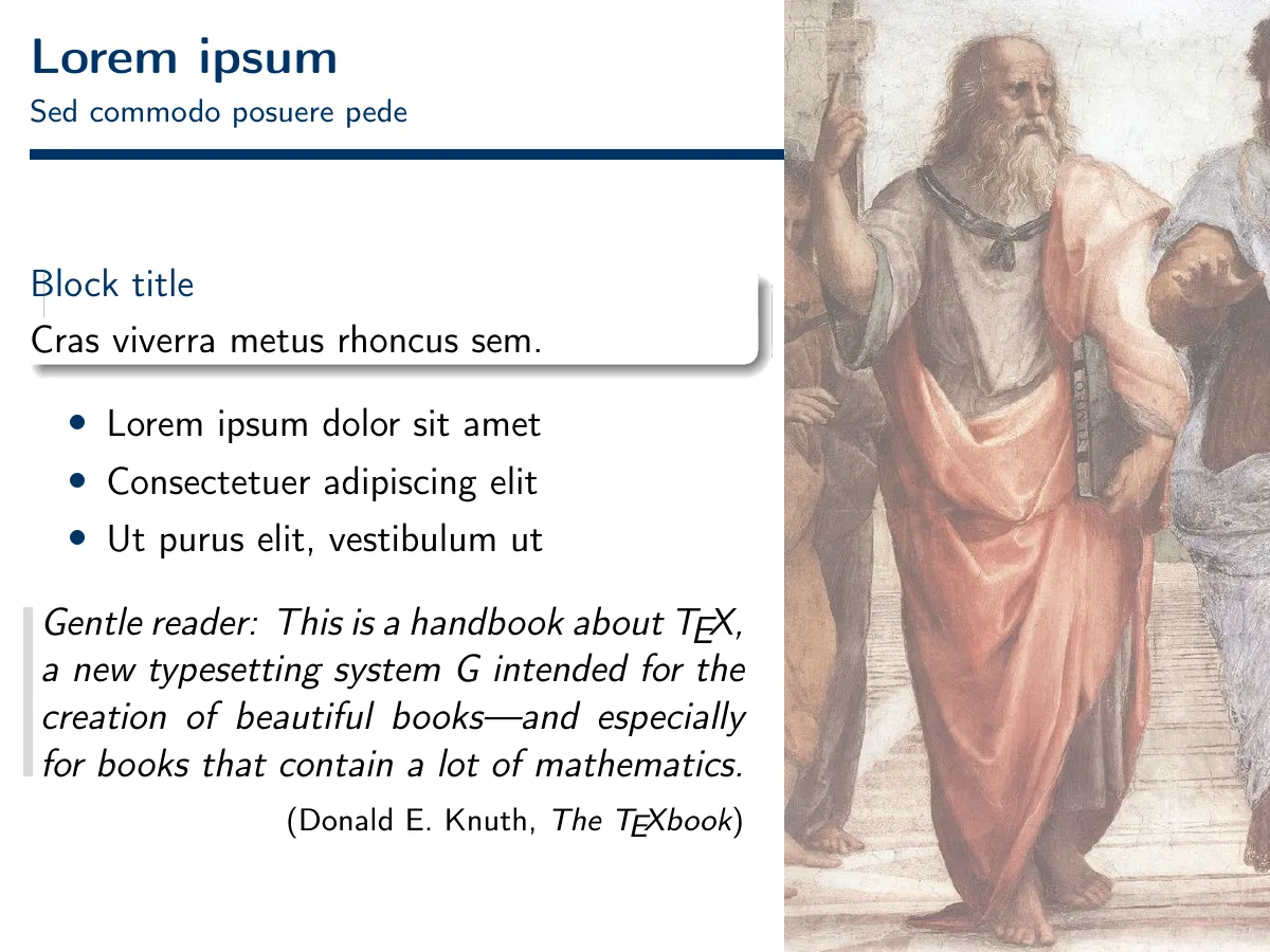 LaTeX-Vorlage Verona Beamer theme, sidebar, Seite 3 von 11