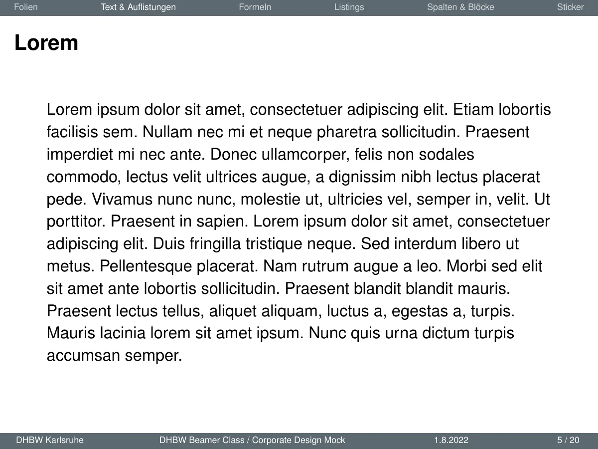 LaTeX-Vorlage DHBW Beamer-Klasse (Deutsch), Seite 5 von 20