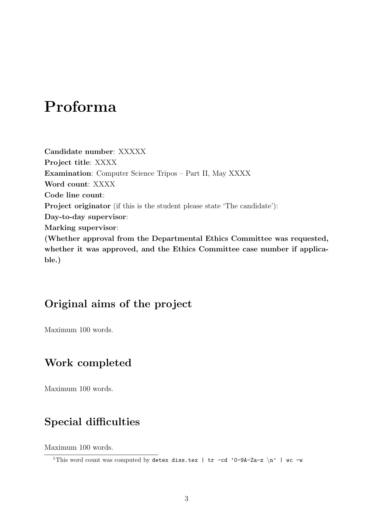 LaTeX-mallen Cambridge Computer Science Tripos Part II-avhandling, sida 3 av 26
