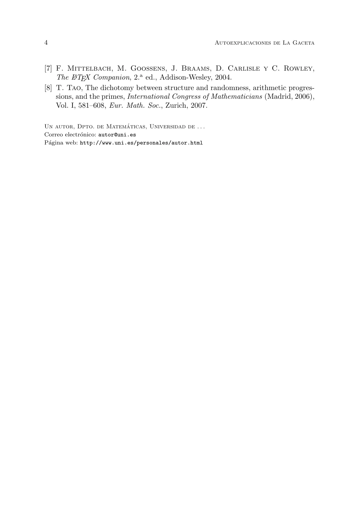 La Gaceta de la RSME section article (Spanish) LaTeX template, page 4 of 4