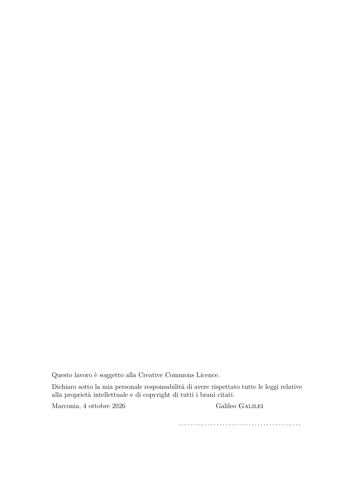 Italian bachelor's thesis (laurea triennale), toptesi LaTeX template, page 2 of 19