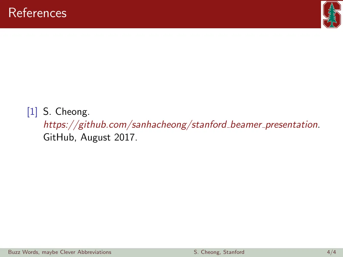 Stanford University Beamer presentation theme LaTeX template, page 4 of 4