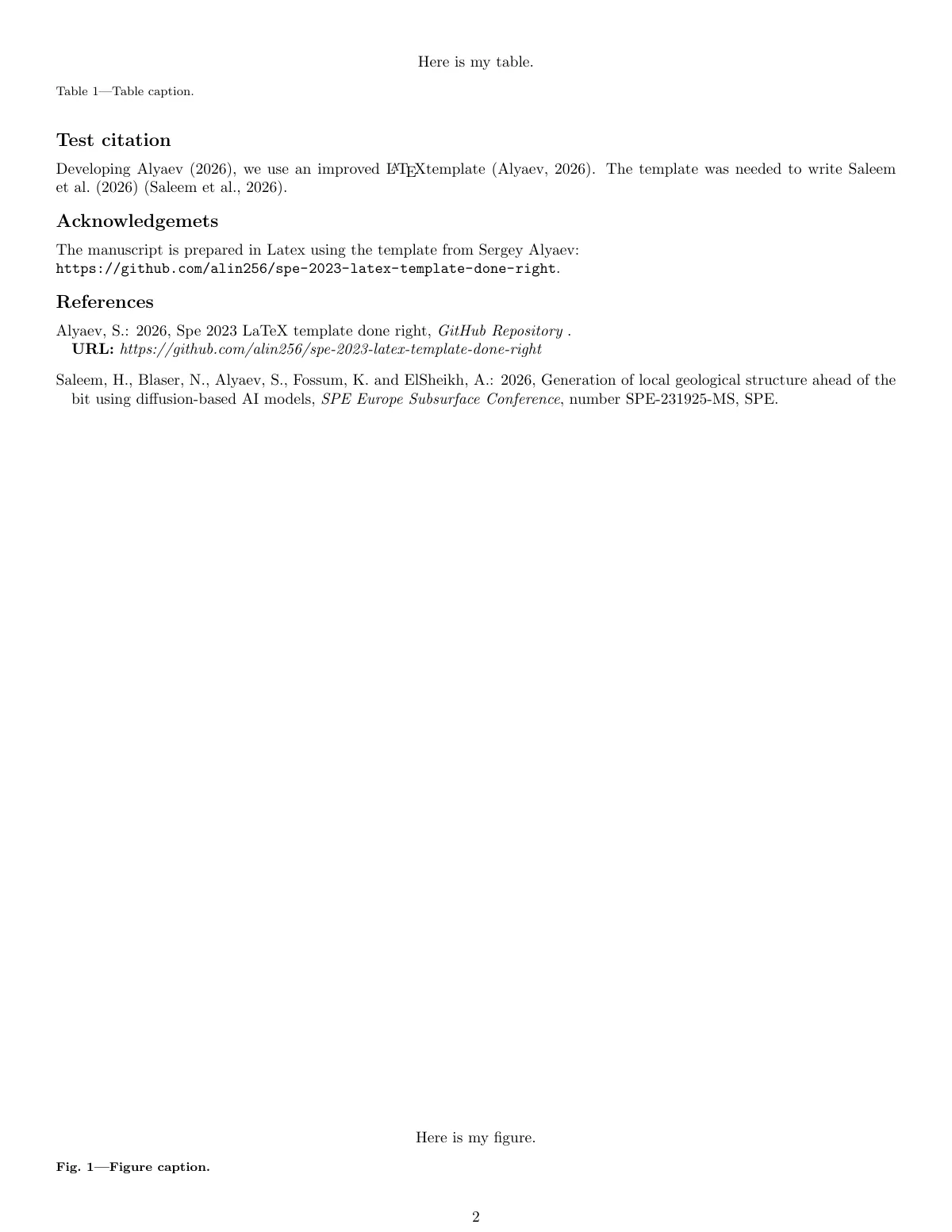 SPE paper with standard LaTeX sections LaTeX template, page 2 of 2