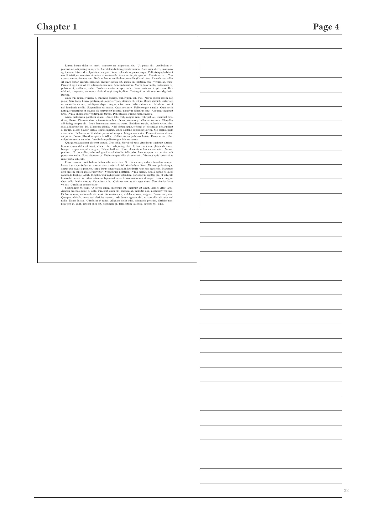 Beamer-style slides on note pages, 32 per page LaTeX template, page 4 of 4