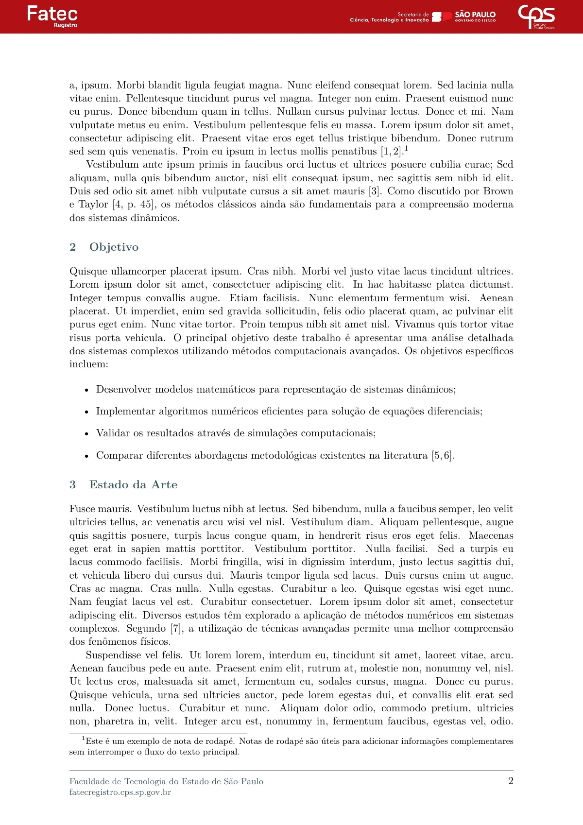 Plantilla de LaTeX Artículo científico, FATEC Registro, página 2 de 7