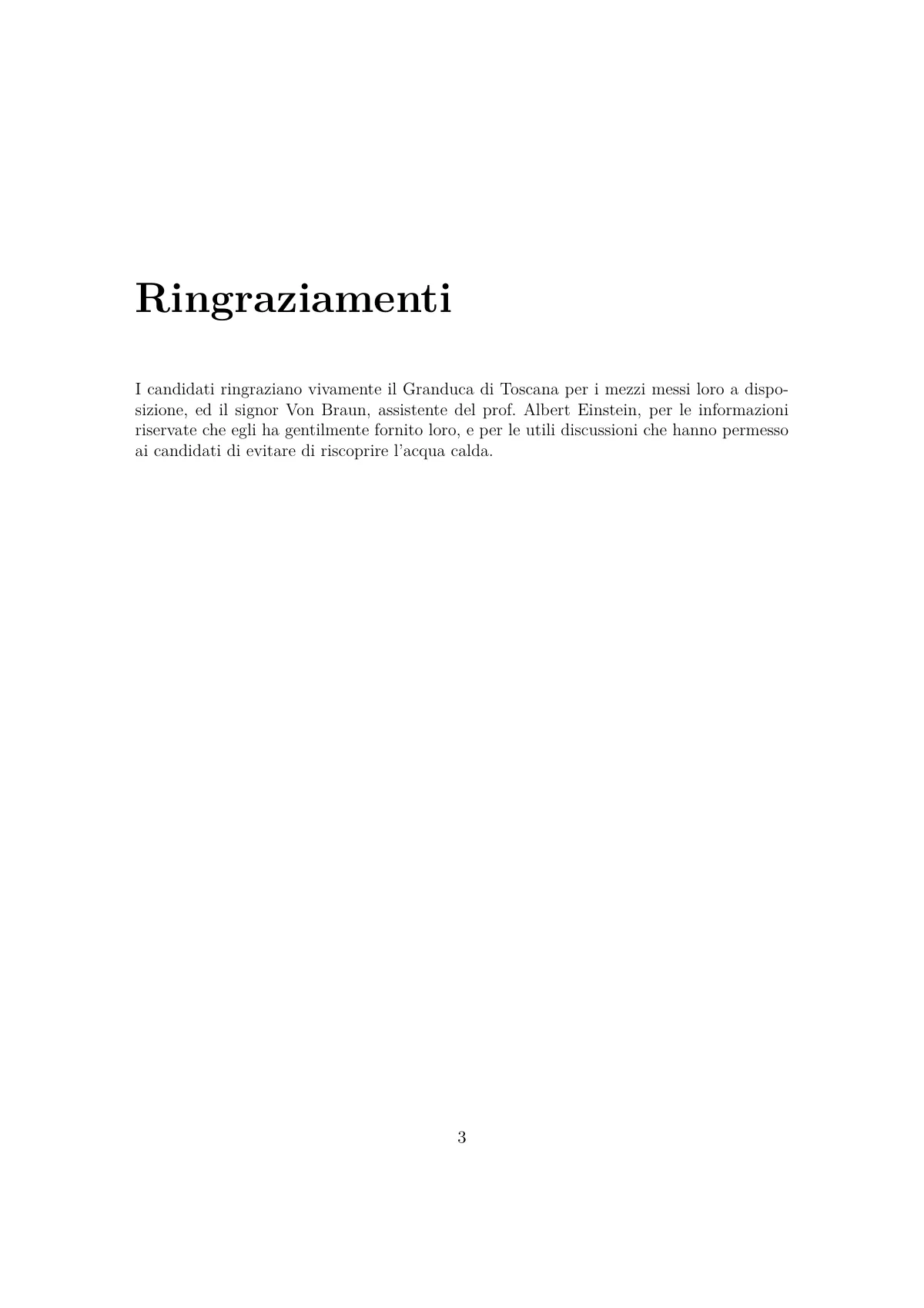 Italian thesis with university-style front page, toptesi LaTeX template, page 3 of 19