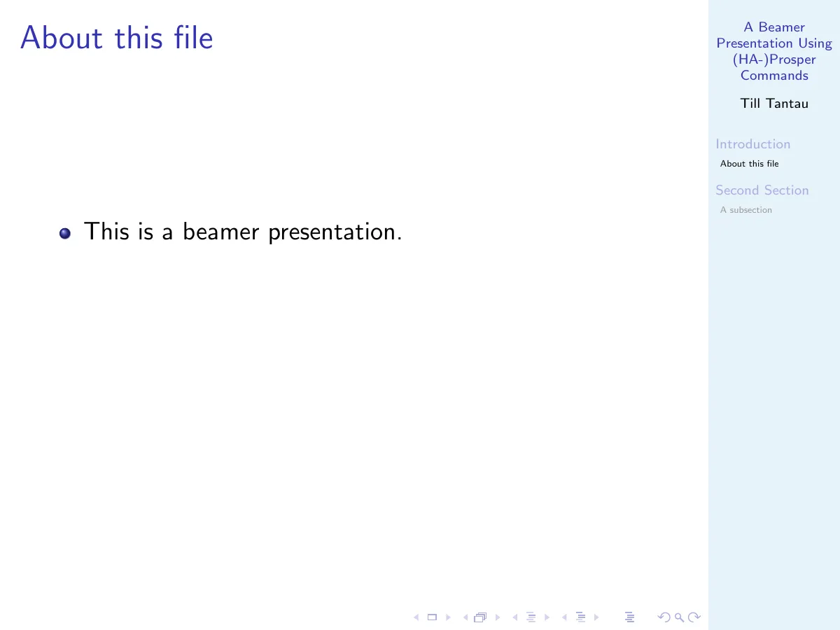 Beamer slides emulating Prosper commands LaTeX template, page 3 of 9