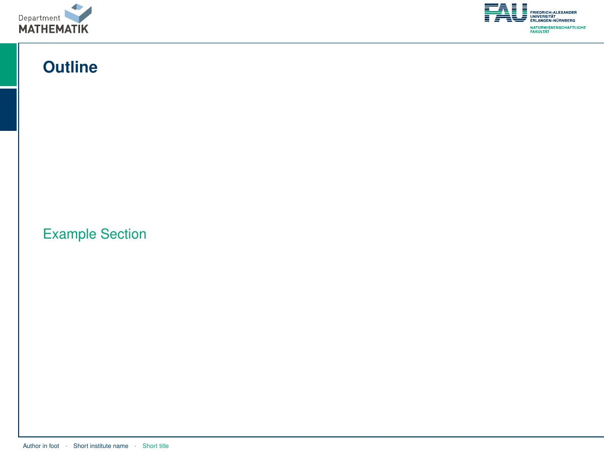 FAU Erlangen-Nuremberg Beamer theme, 16:9 and 4:3 LaTeX template, page 2 of 10