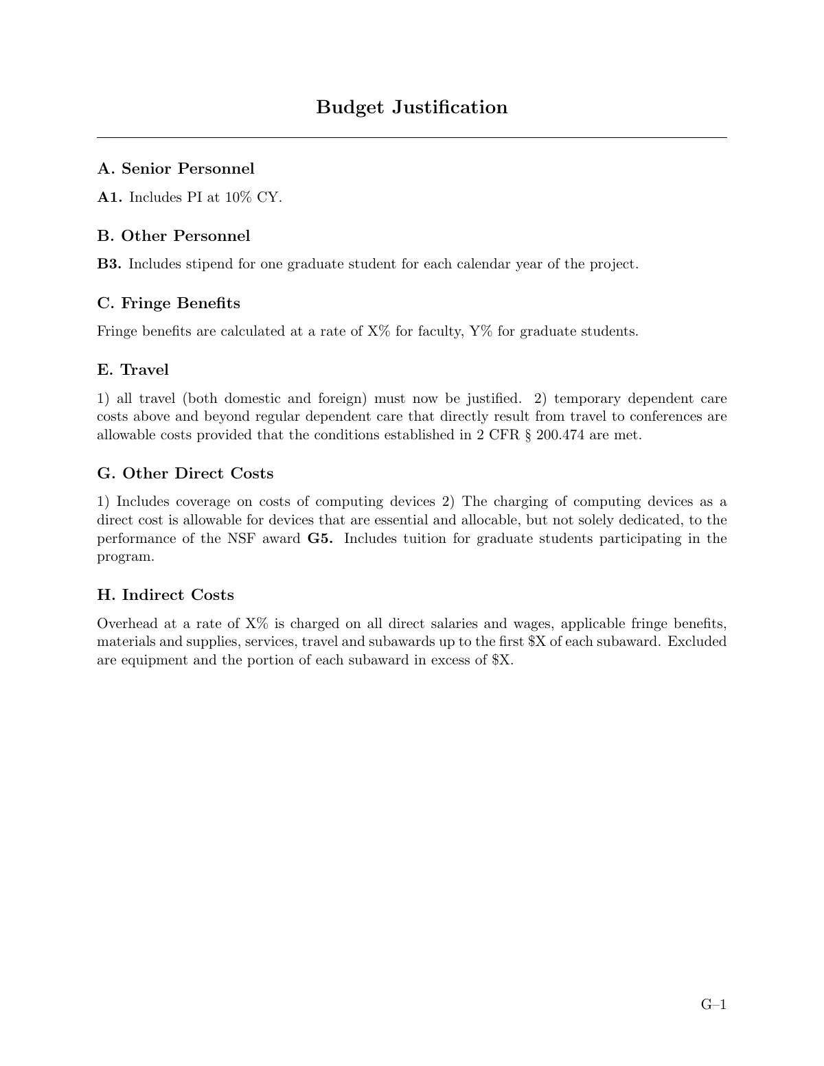 NSF grant proposal LaTeX template, page 5 of 8