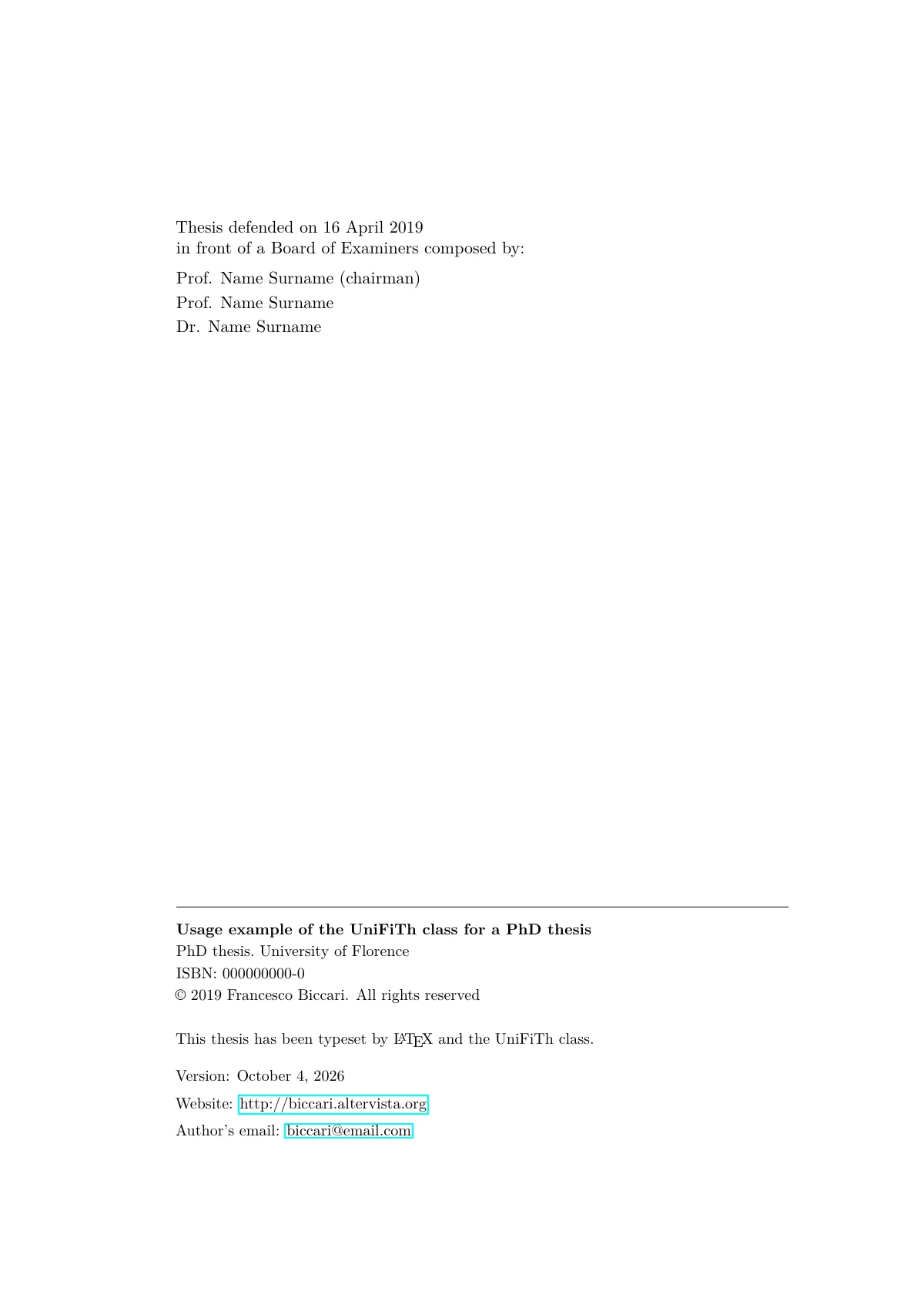 LaTeX-Vorlage University of Florence PhD-Dissertation, Seite 2 von 28