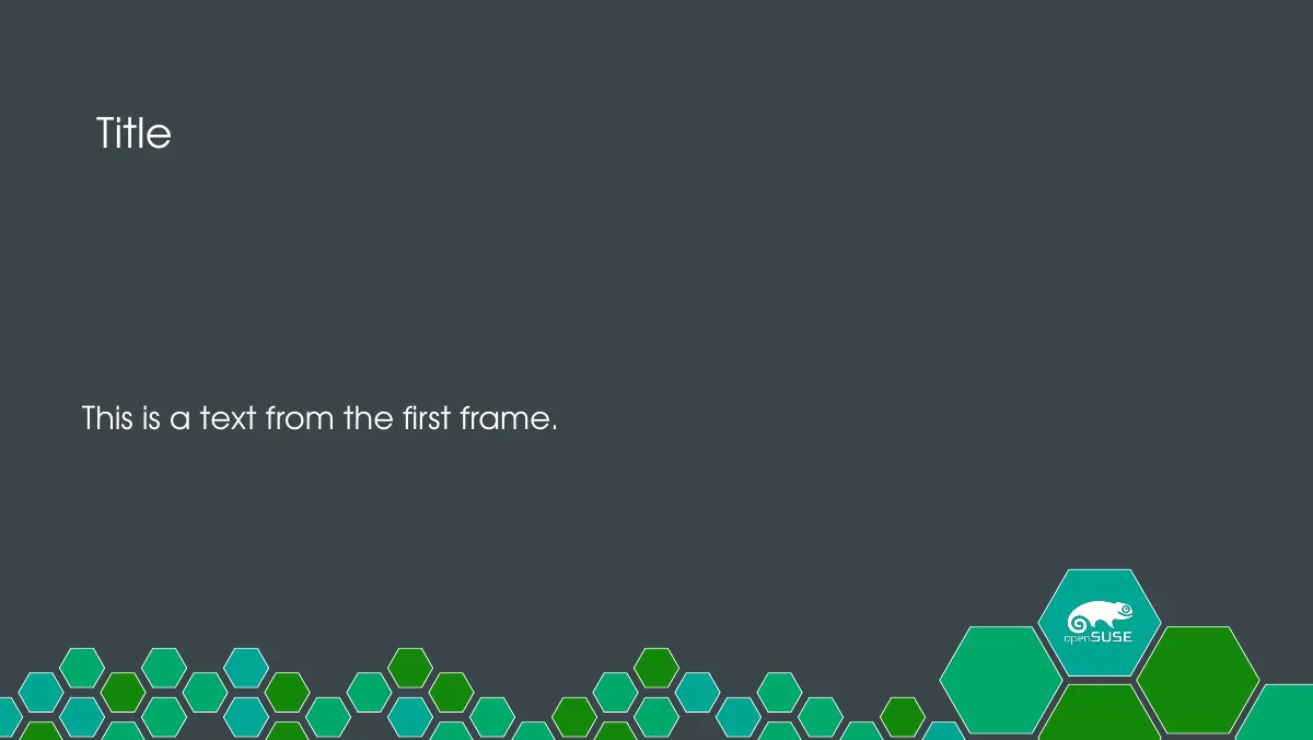 openSUSE Beamer presentation LaTeX template, page 2 of 4