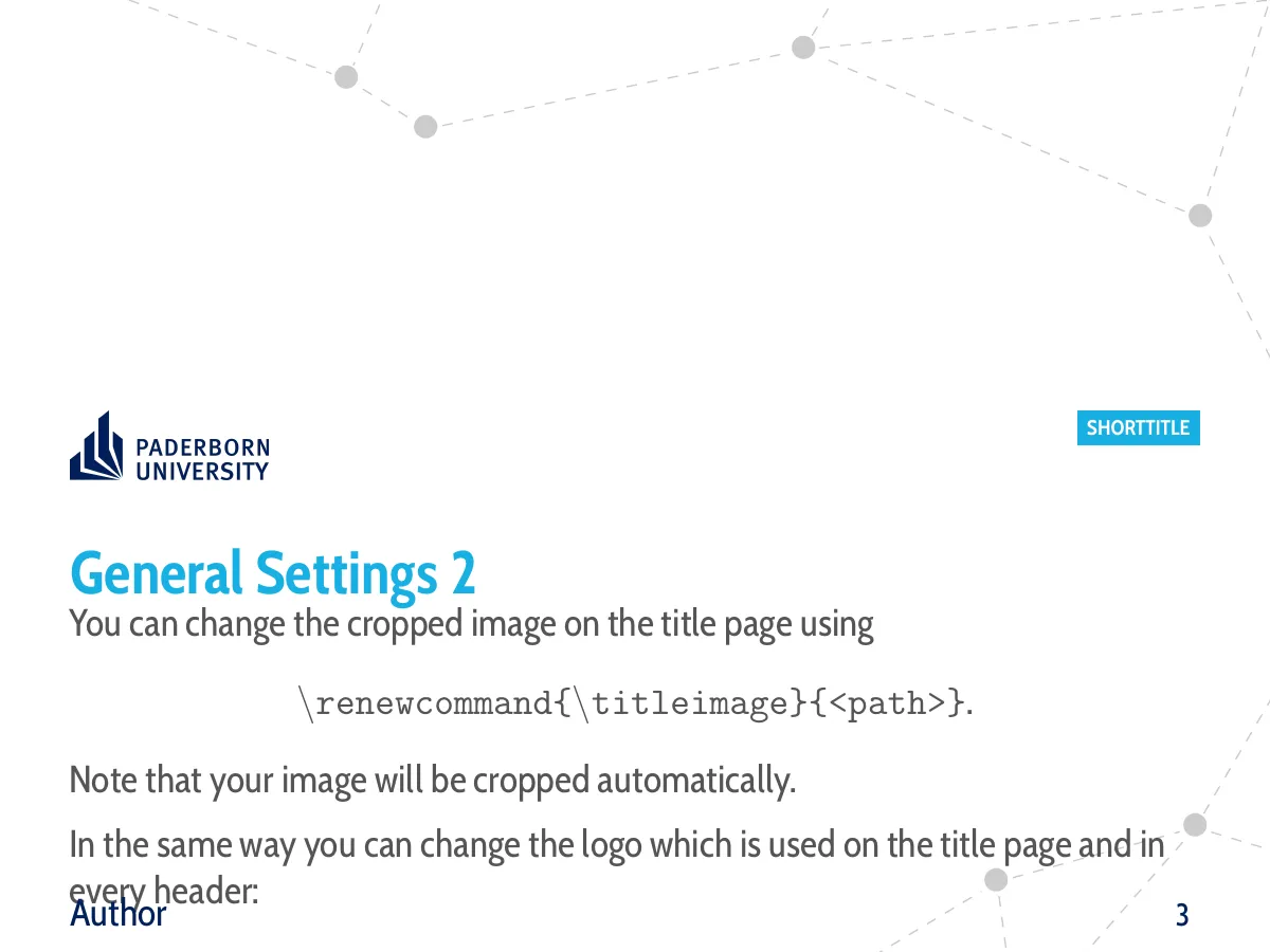 Paderborn University Beamer theme LaTeX template, page 3 of 15
