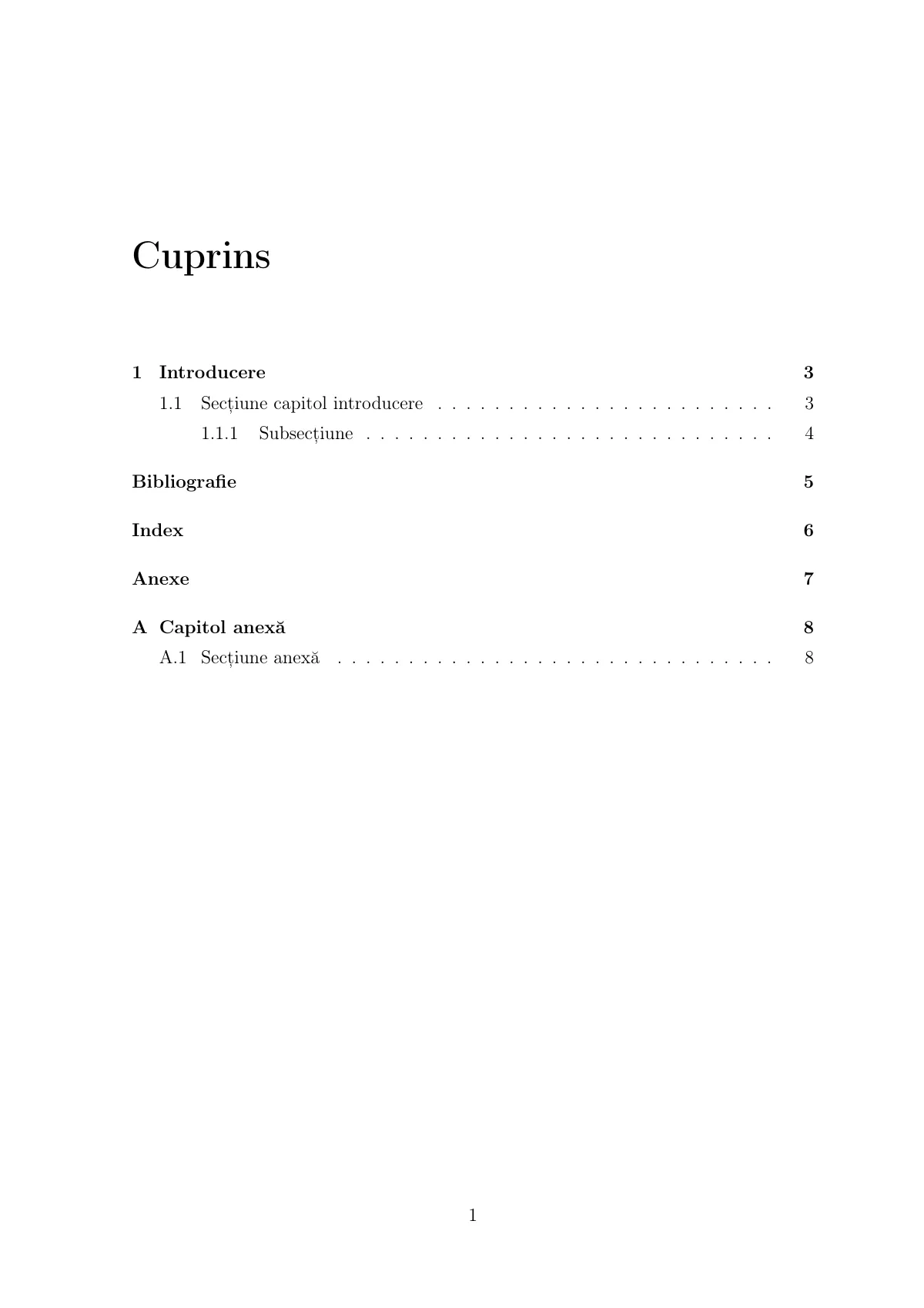 Romanian bachelor's or master's thesis LaTeX template, page 2 of 9