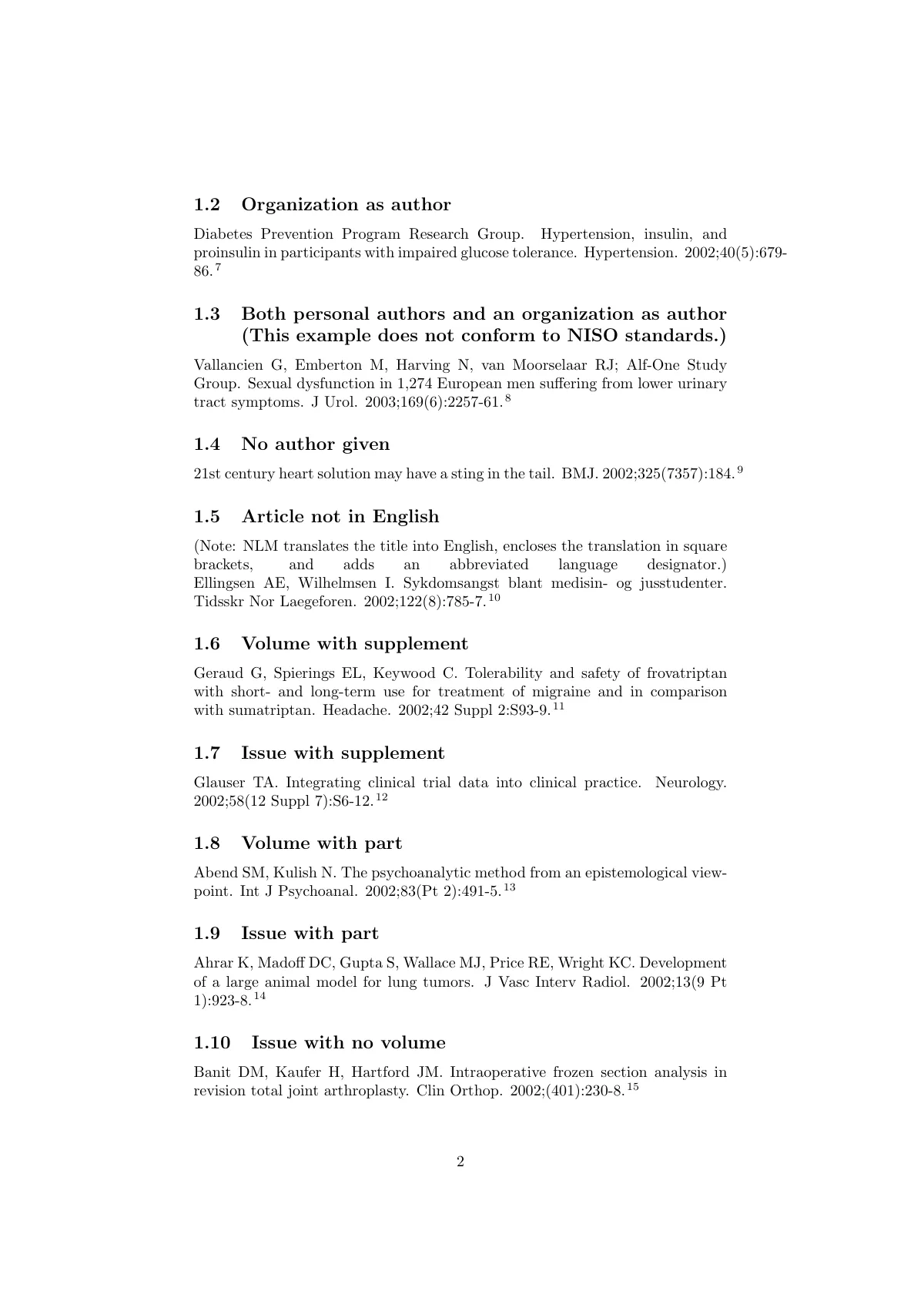 Vancouver reference style for biomedical journals LaTeX template, page 2 of 10